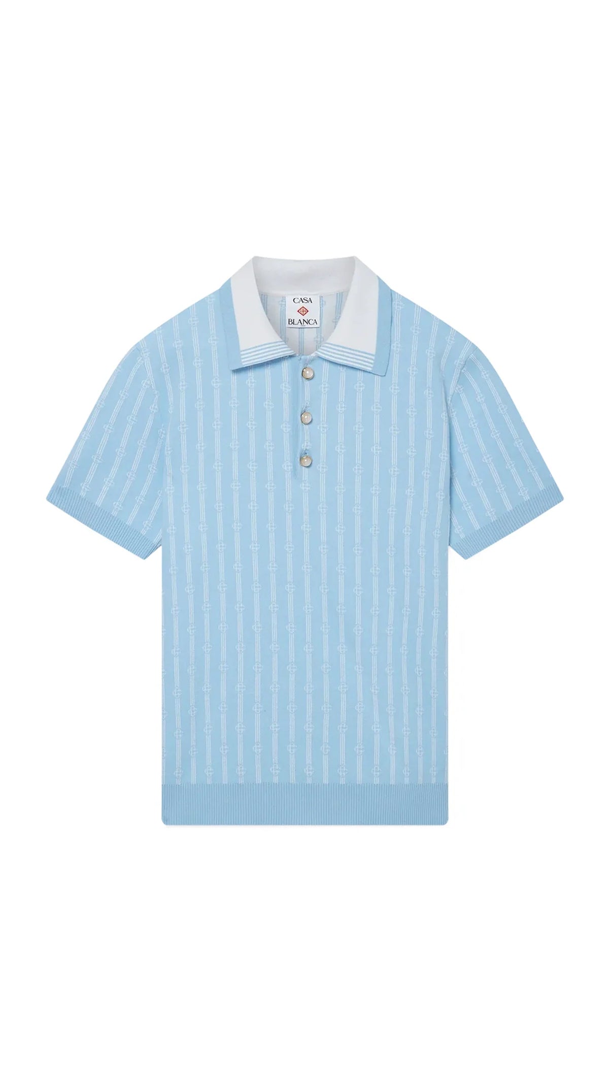 Monogram Polo Shirt - Light Blue/White