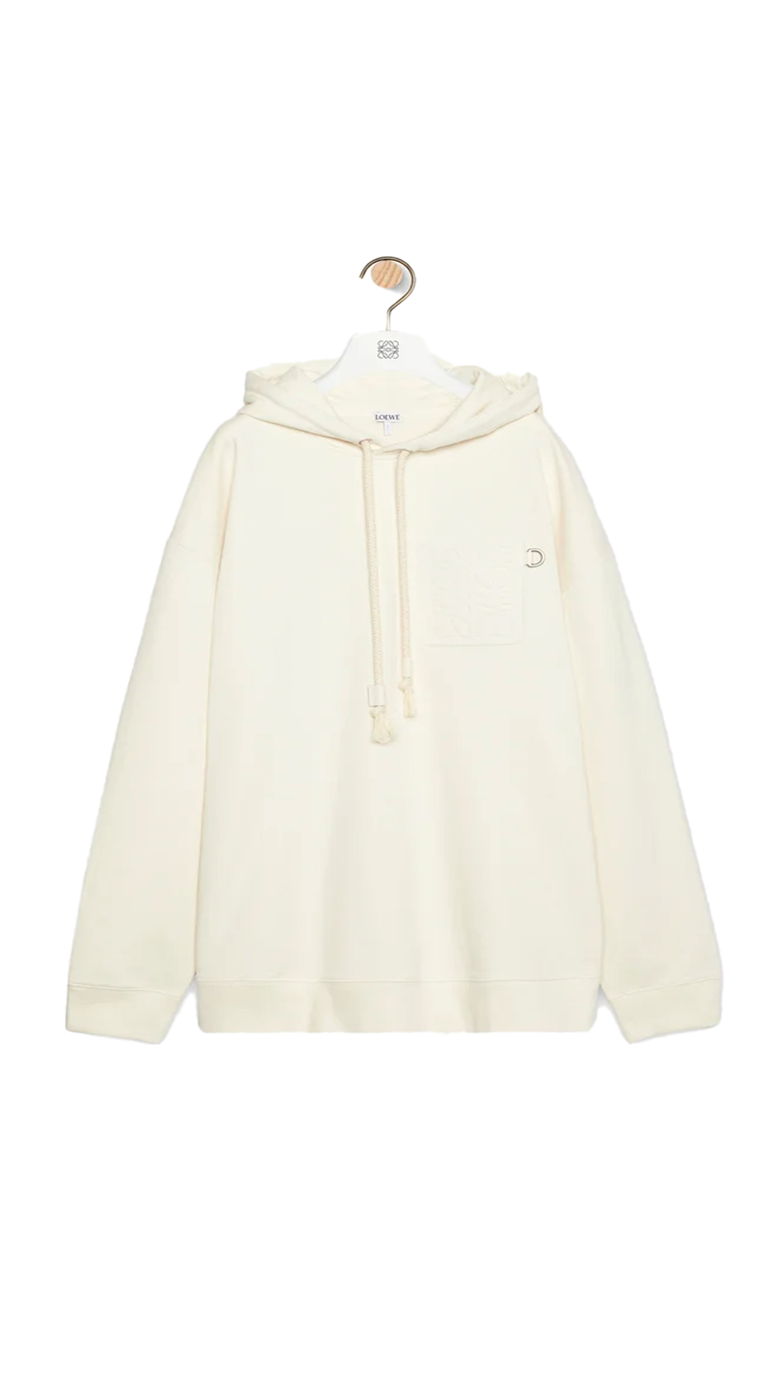 Relaxed Fit Hoodie in Cotton - White Ash