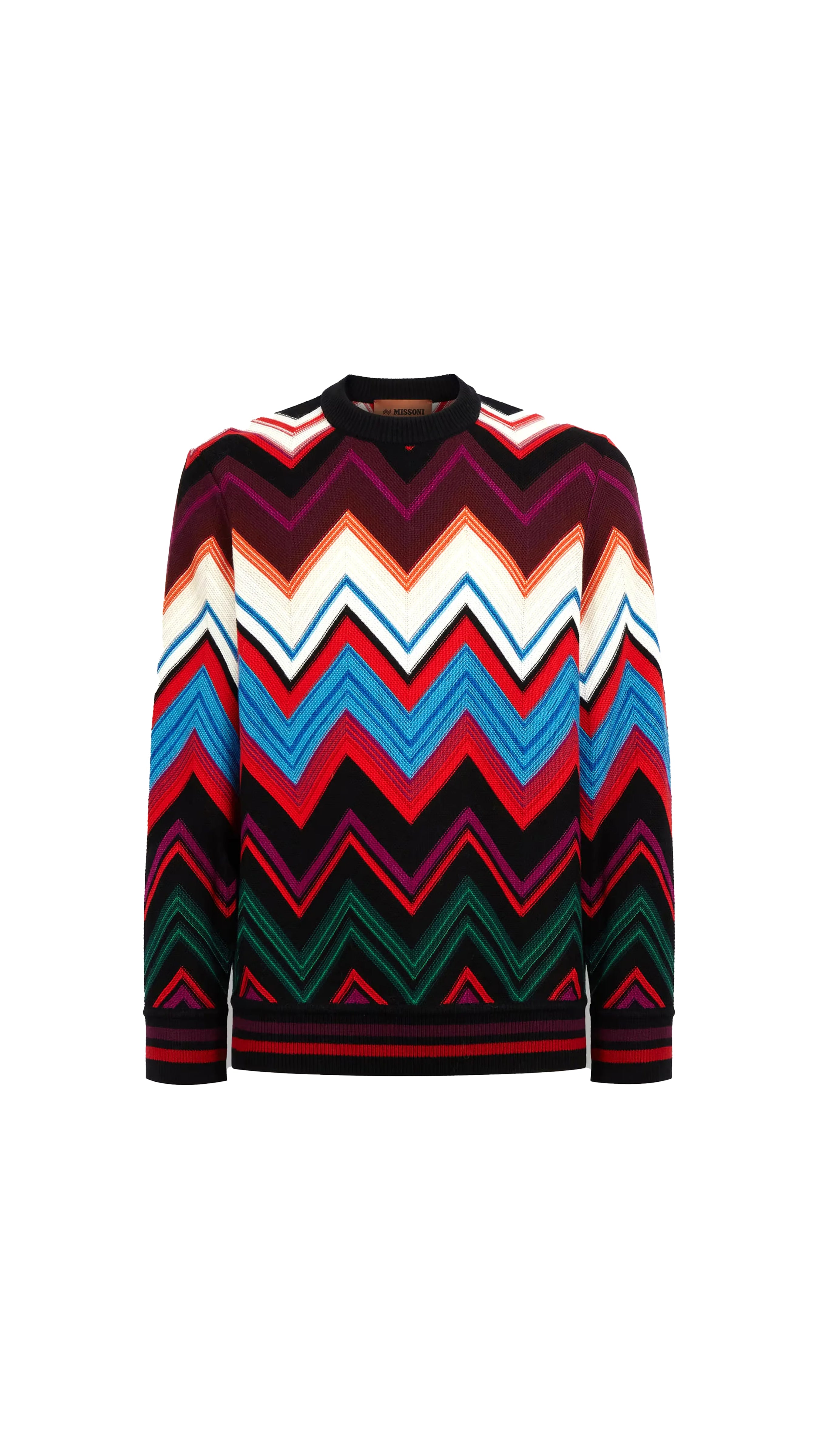 Zigzag Crewneck Knitted Jumper - Multicolor