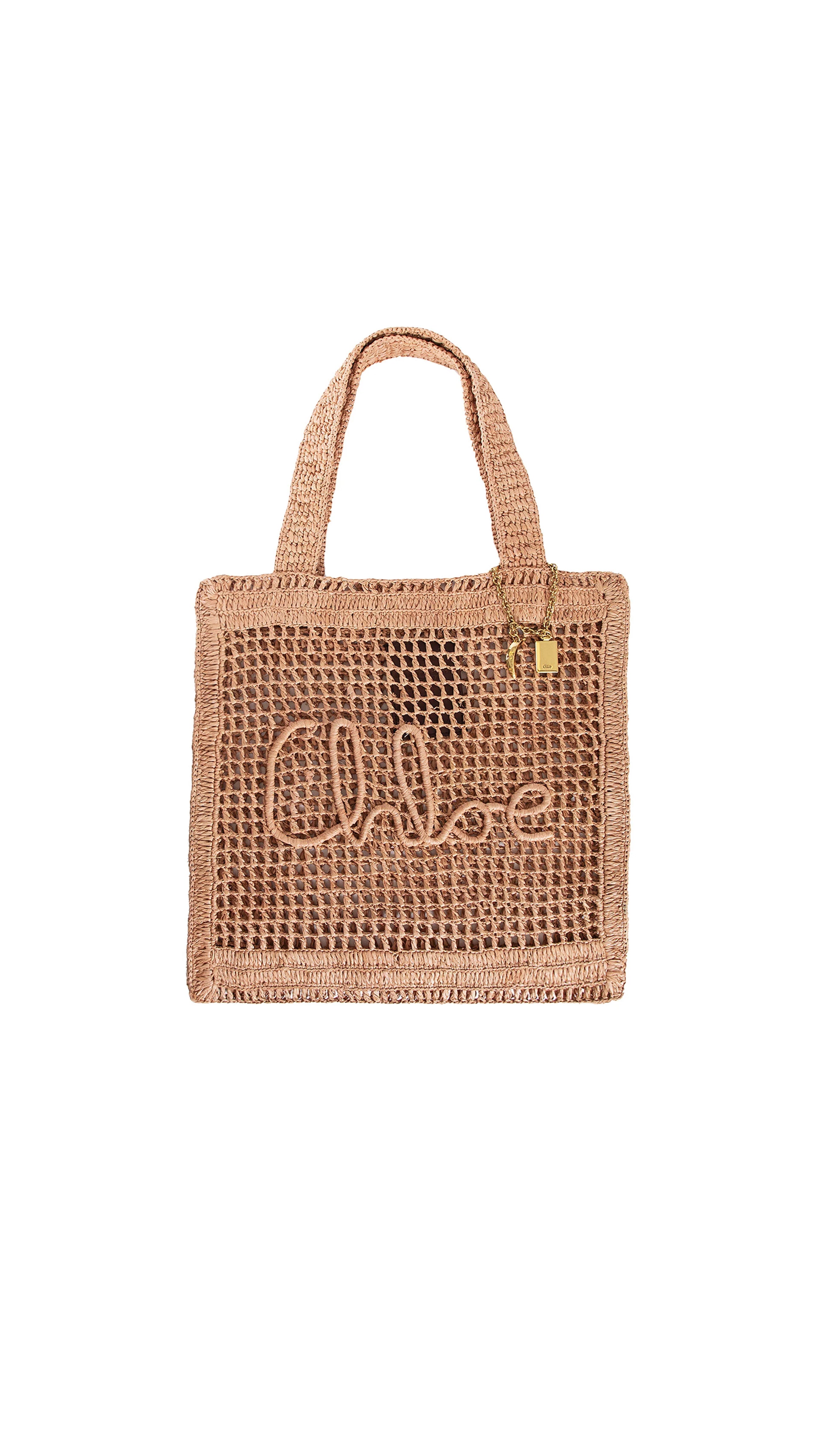 Summer Banana Tote Bag in Raffia - Summery Beige
