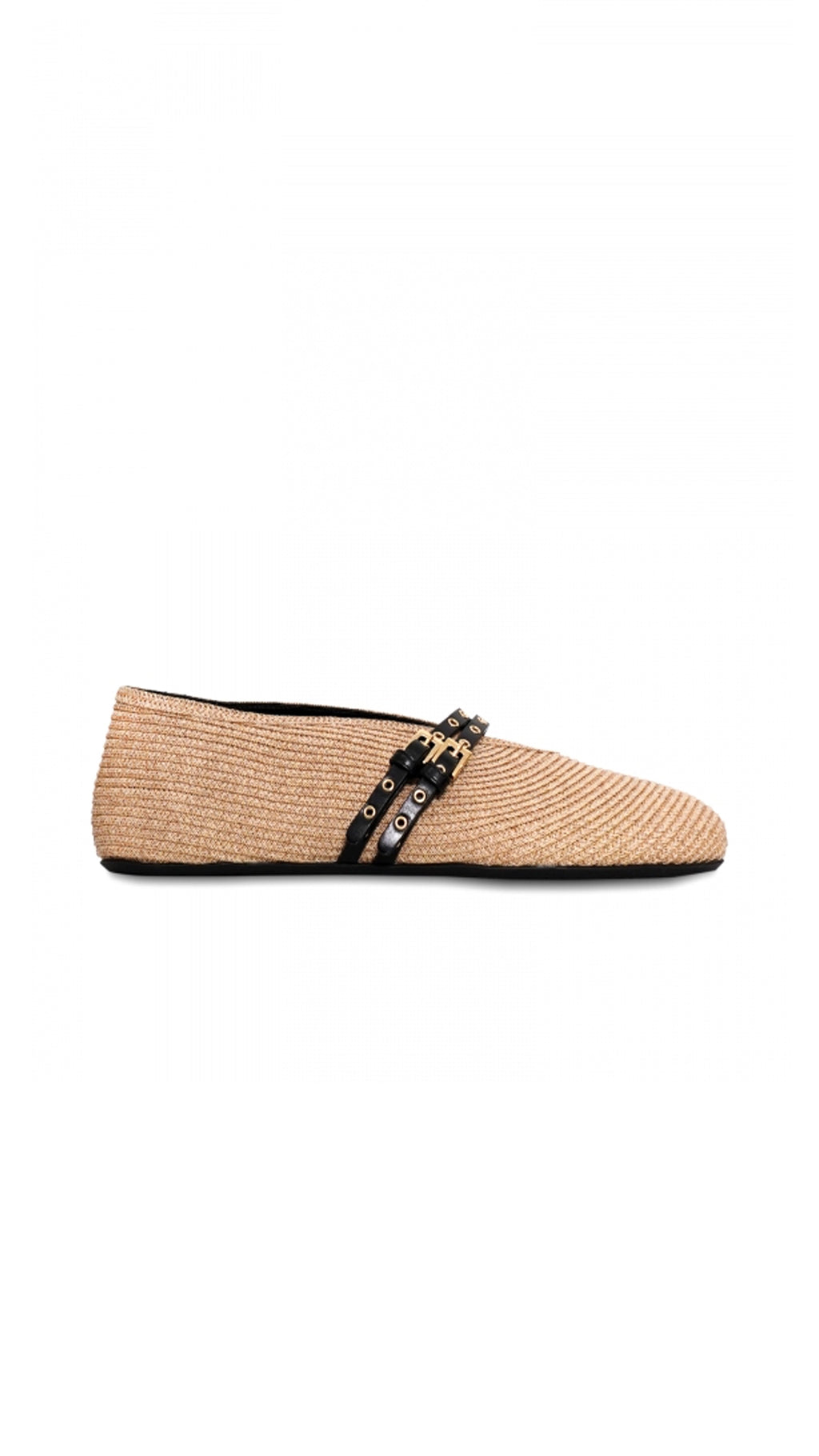 Ballet Flats in Paper Straw - Beige
