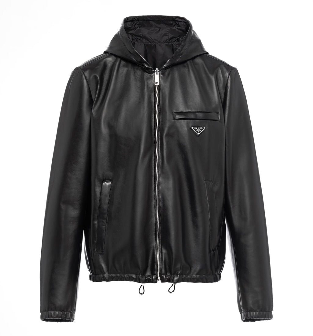 Reversible nappa and Re-Nylon blouson jacket