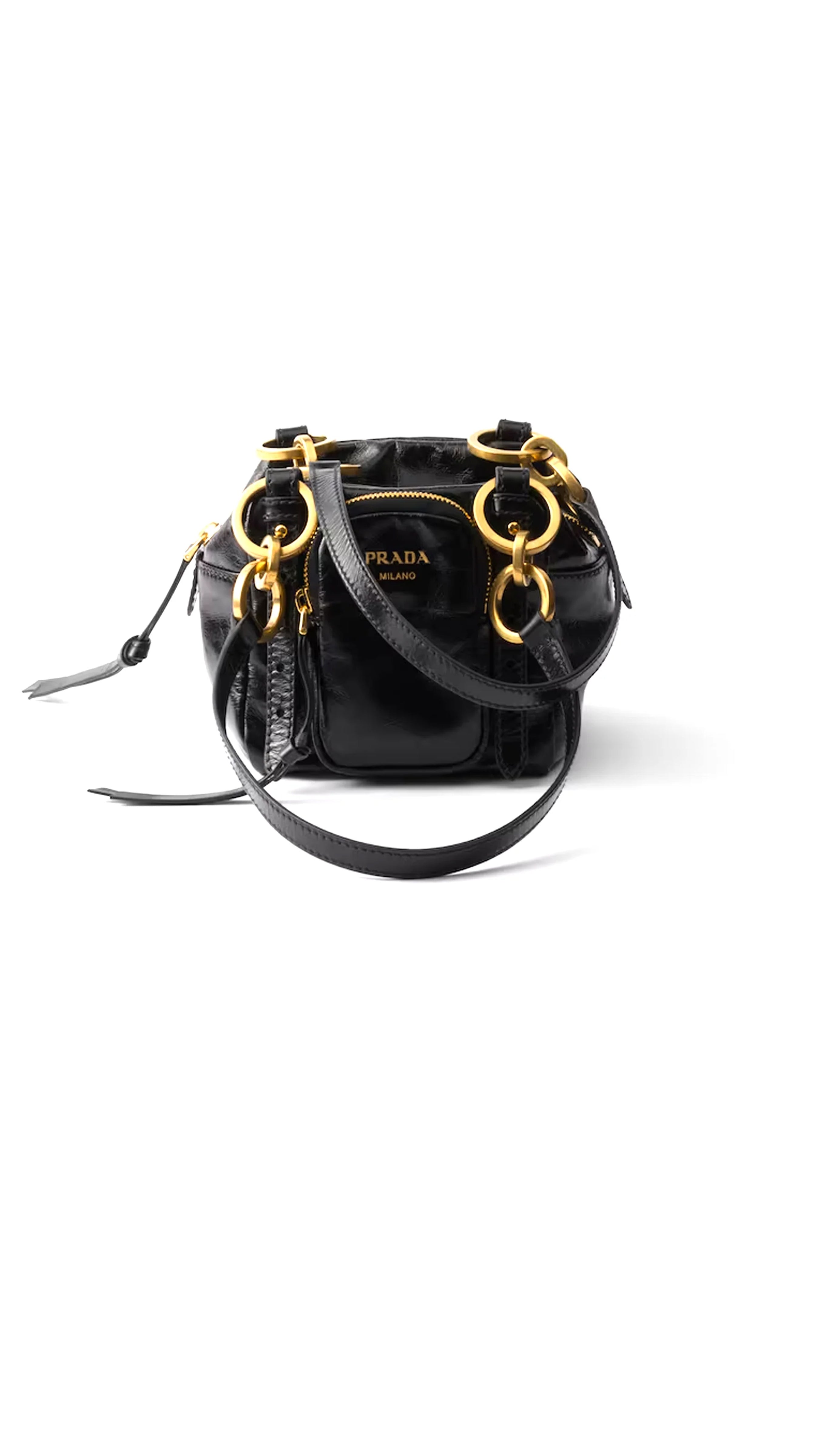 Dangle Leather Top-Handle Mini-Bag - Black
