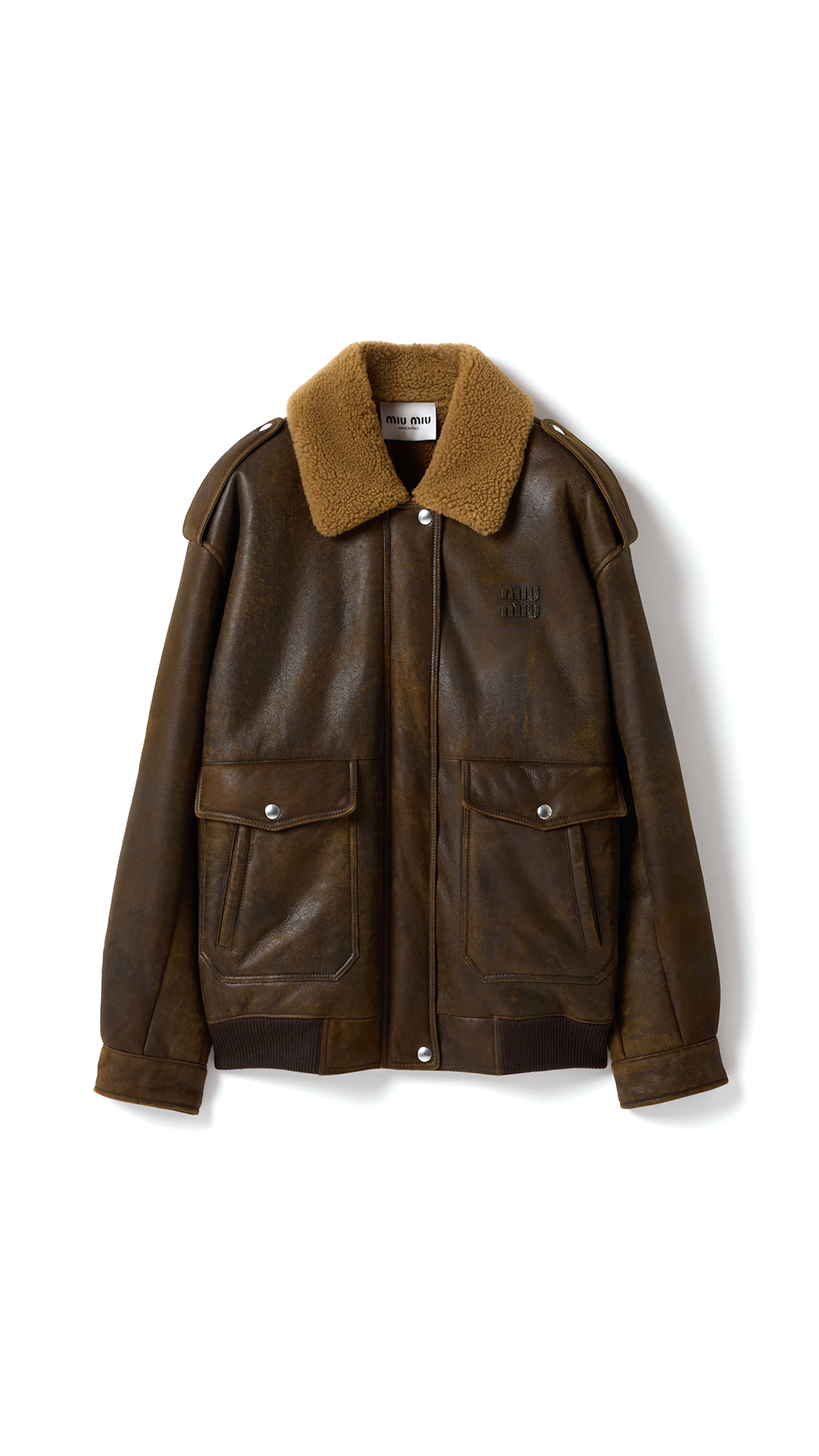 Shearling Blouson Jacket - Dark Brown