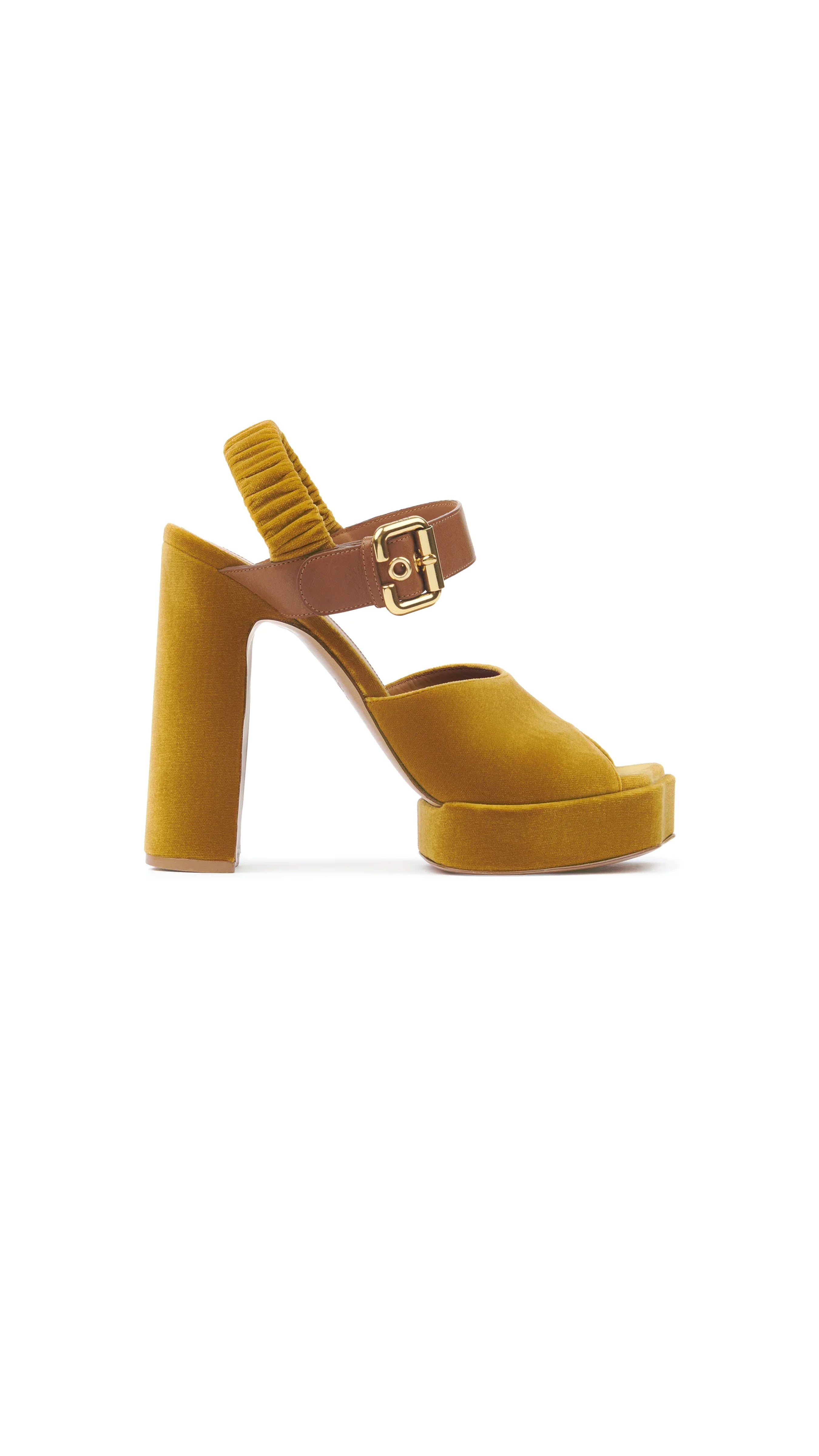 Aria Platform Sandal - Amber Gold