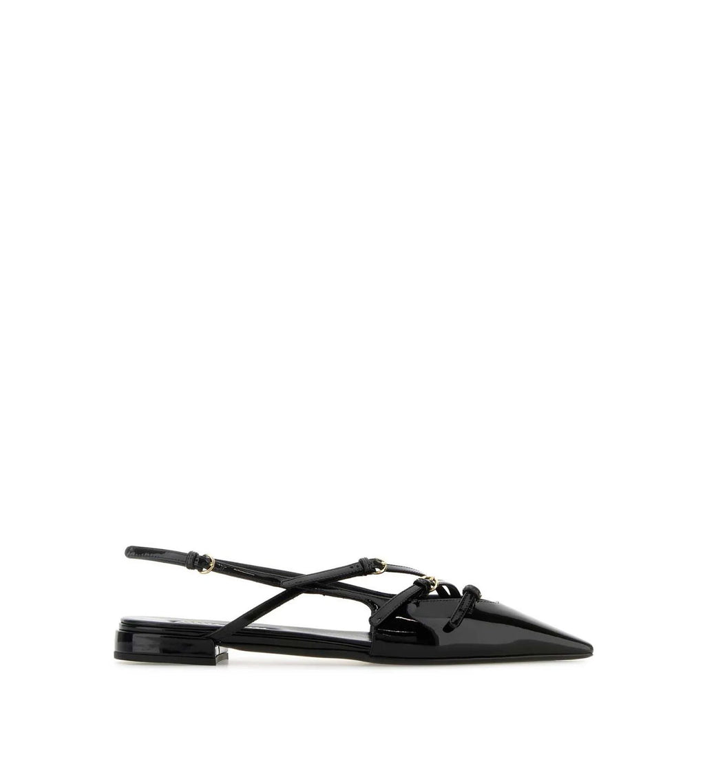Leather Slingback Ballerinas With Buckles