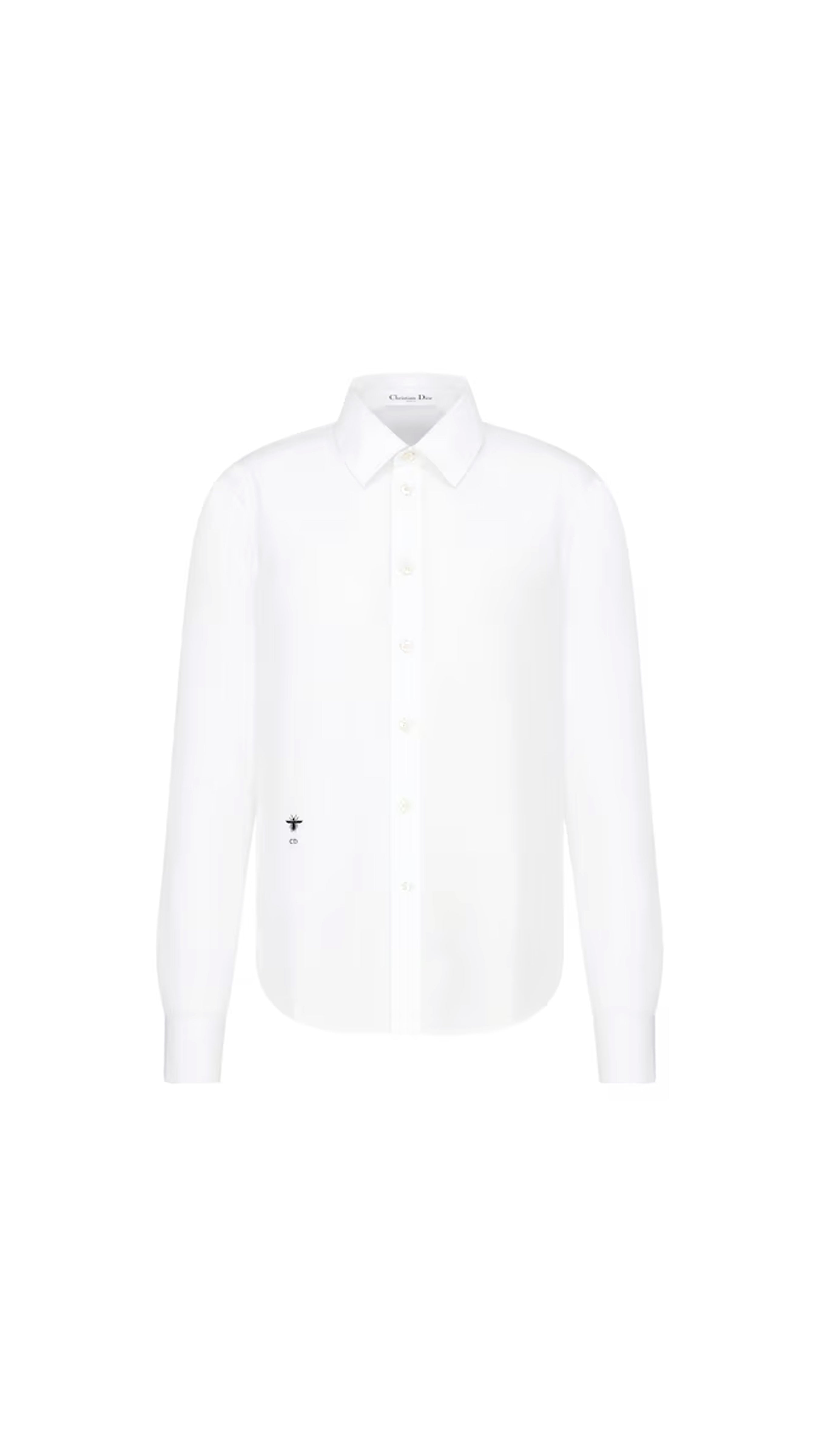 Cotton Shirt With Bee Monogram - White