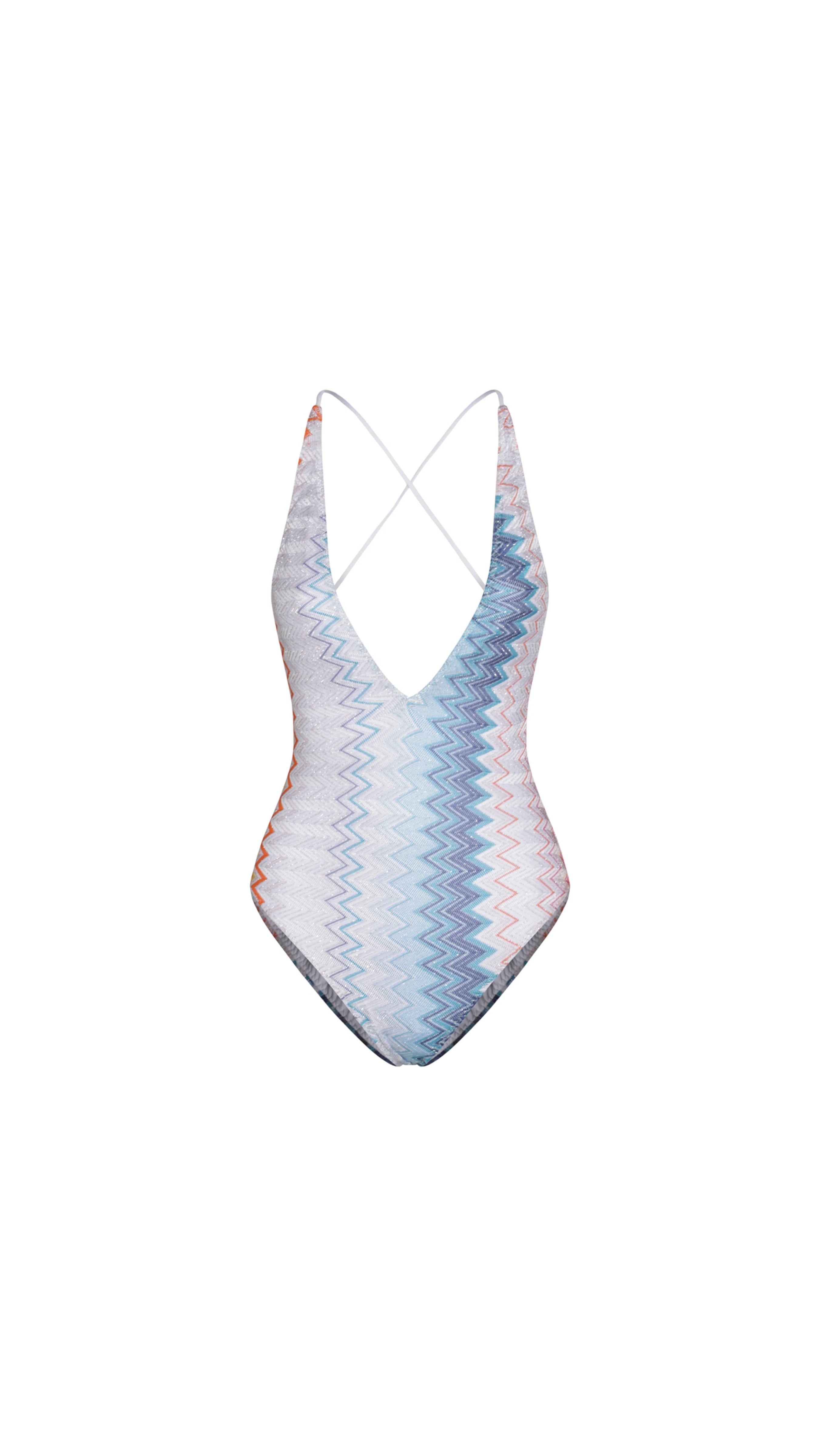 V-Neck Viscose Lamé Blend One-piece Swimming - Multi