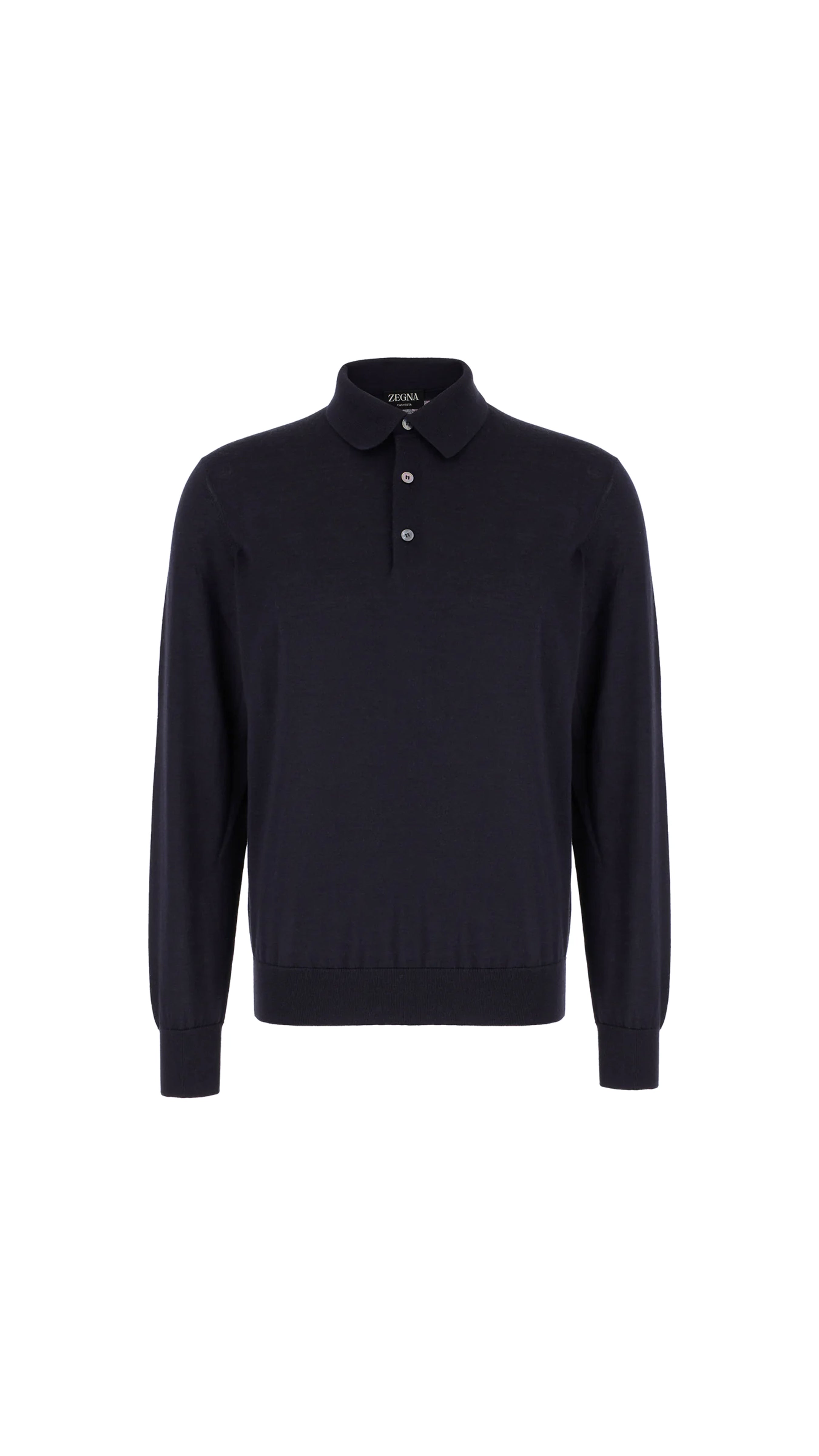 Cashmere Blend Polo - Navy Blue