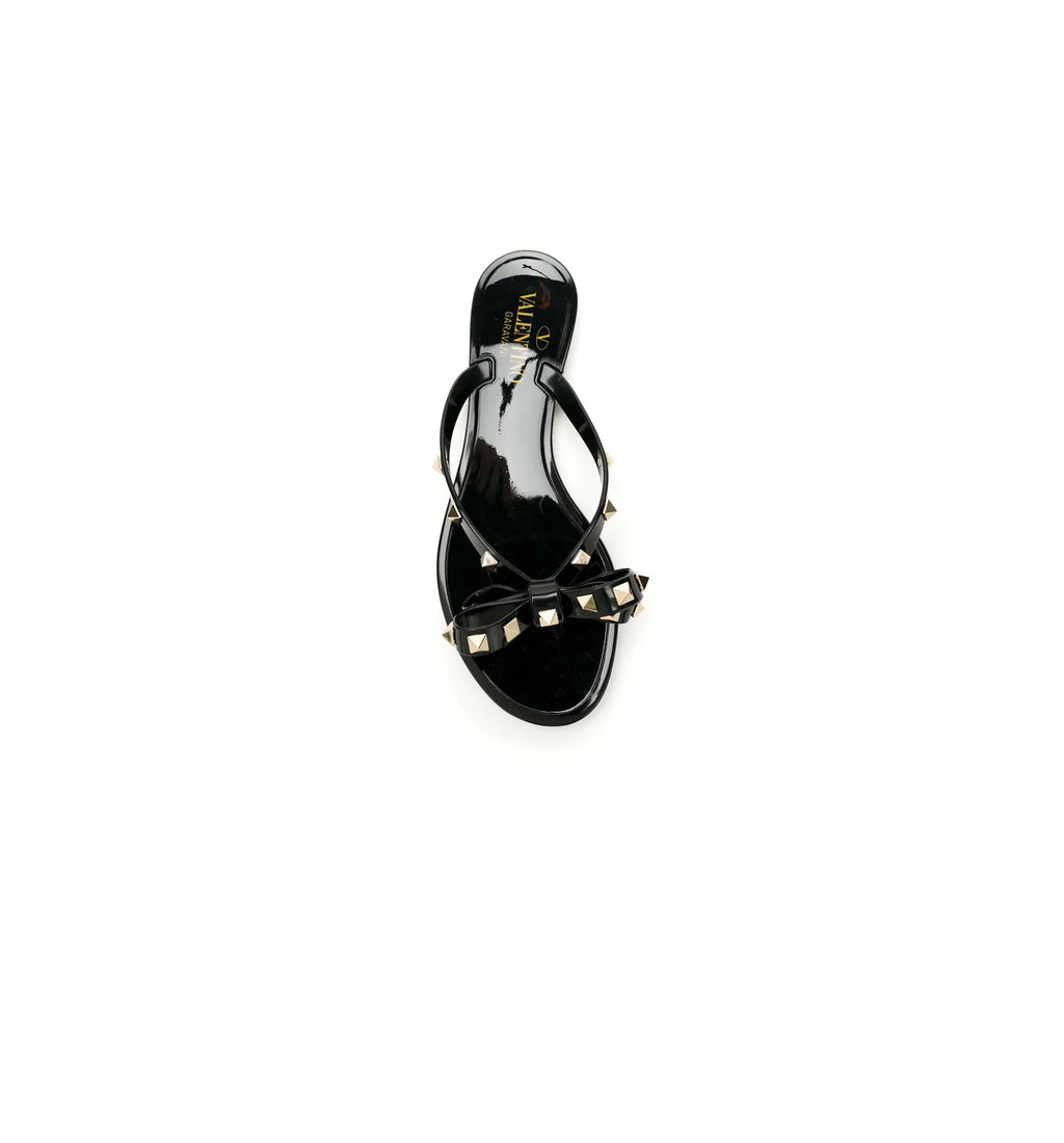 Rubber Rockstud Thong Sandals - Black