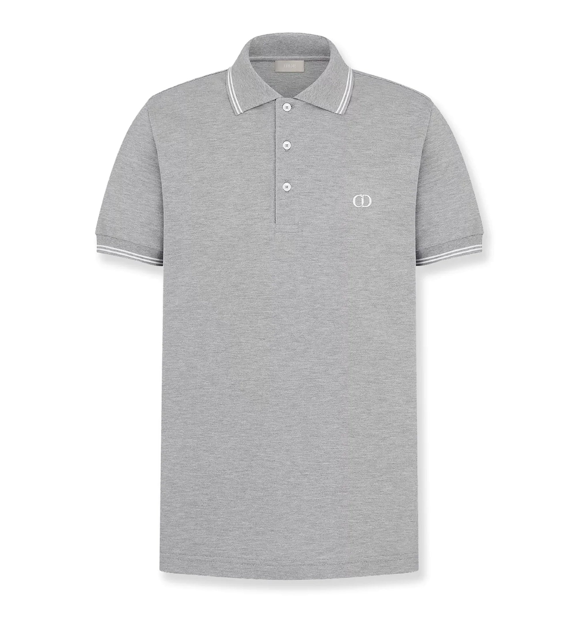 Mélange Cotton Polo Shirt - Grey