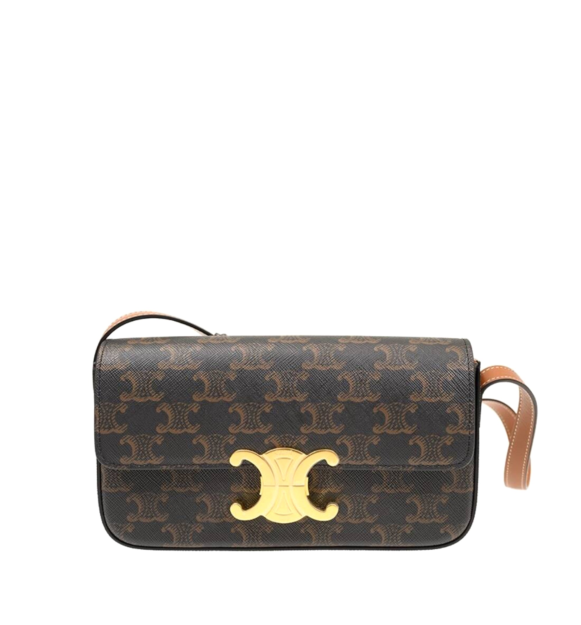 Triomphe Shoulder Bag in Triomphe Canvas and Calfskin