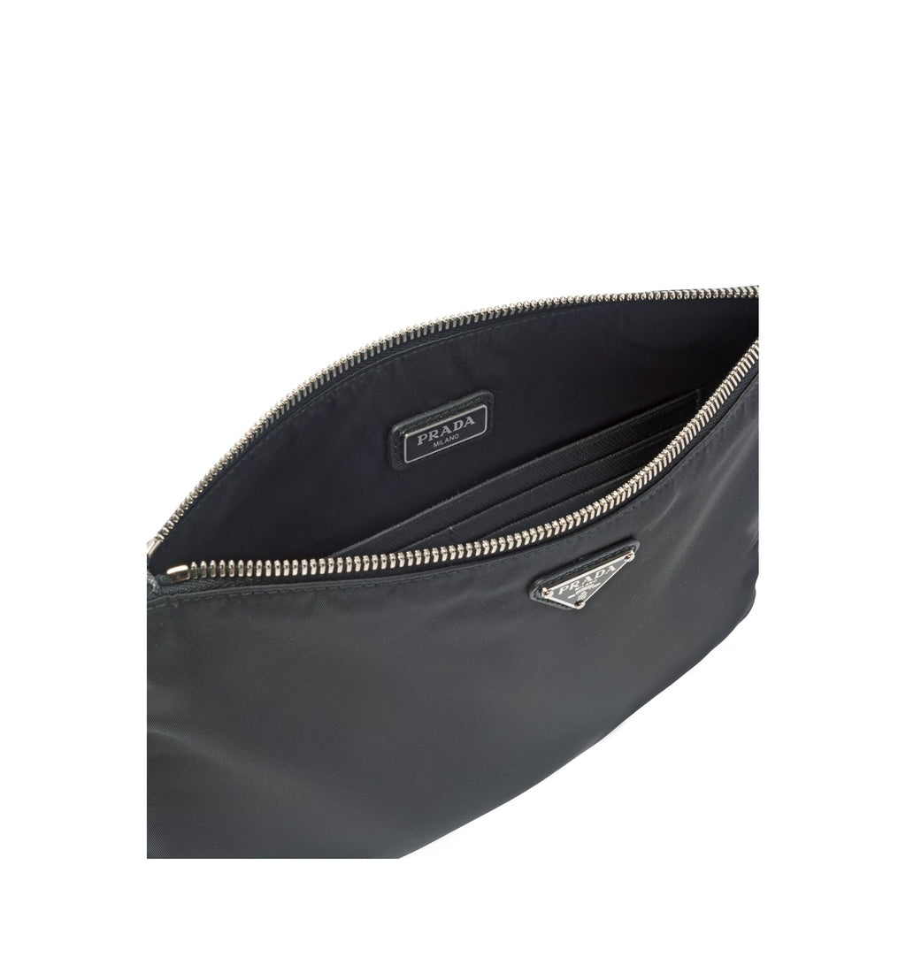 Re-Nylon and Saffiano Leather Pouch