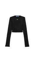 Ribbed Knit Jersey Top - Black
