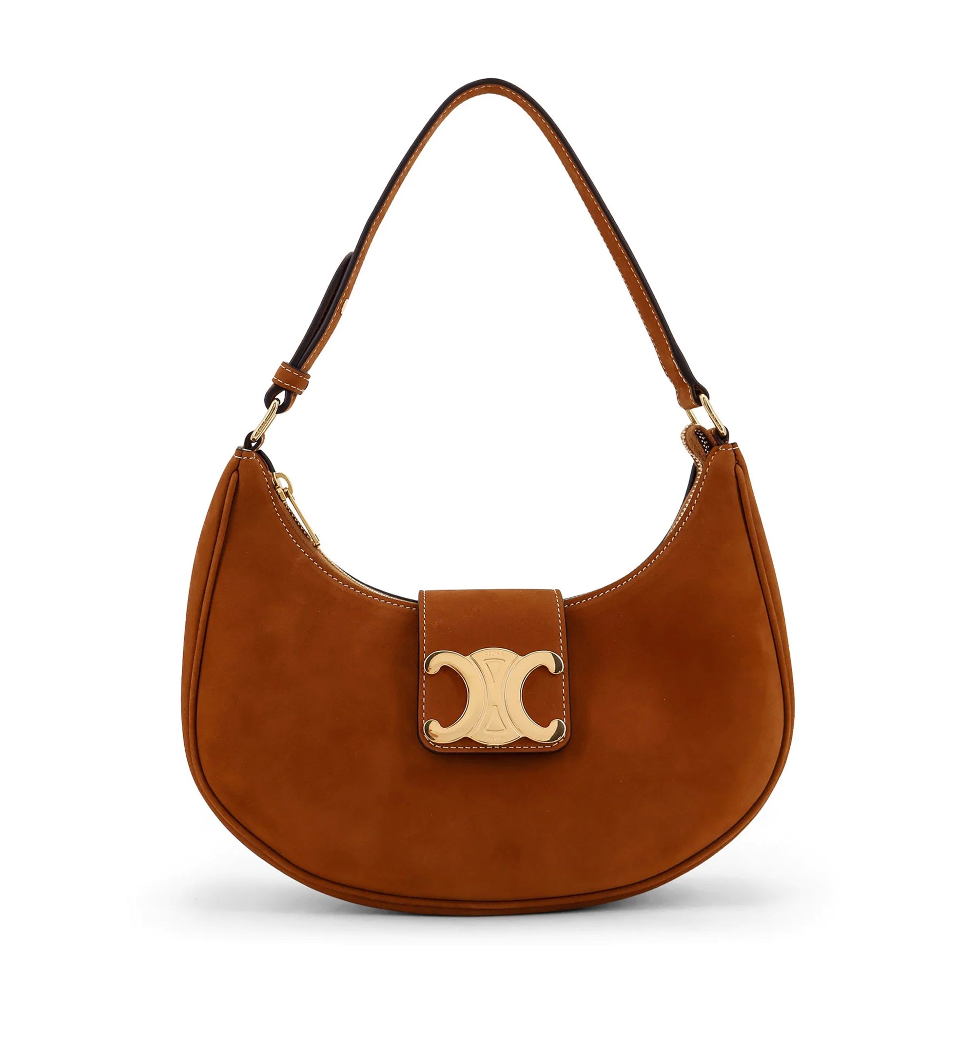 Ava Medium Triomphe Suede Shoulder Bag