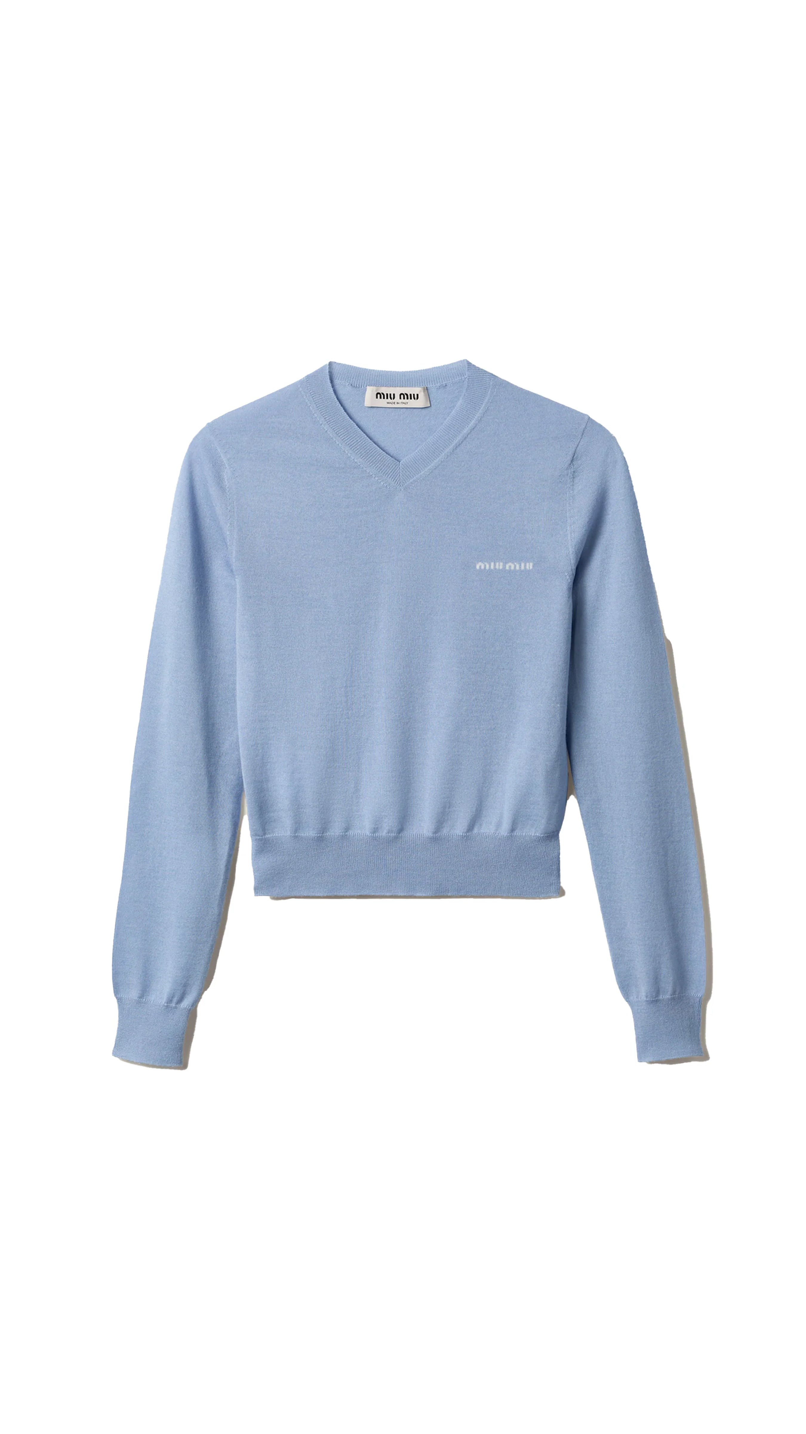 Silk And Cashmere Vneck Sweater - Sapphire Blue