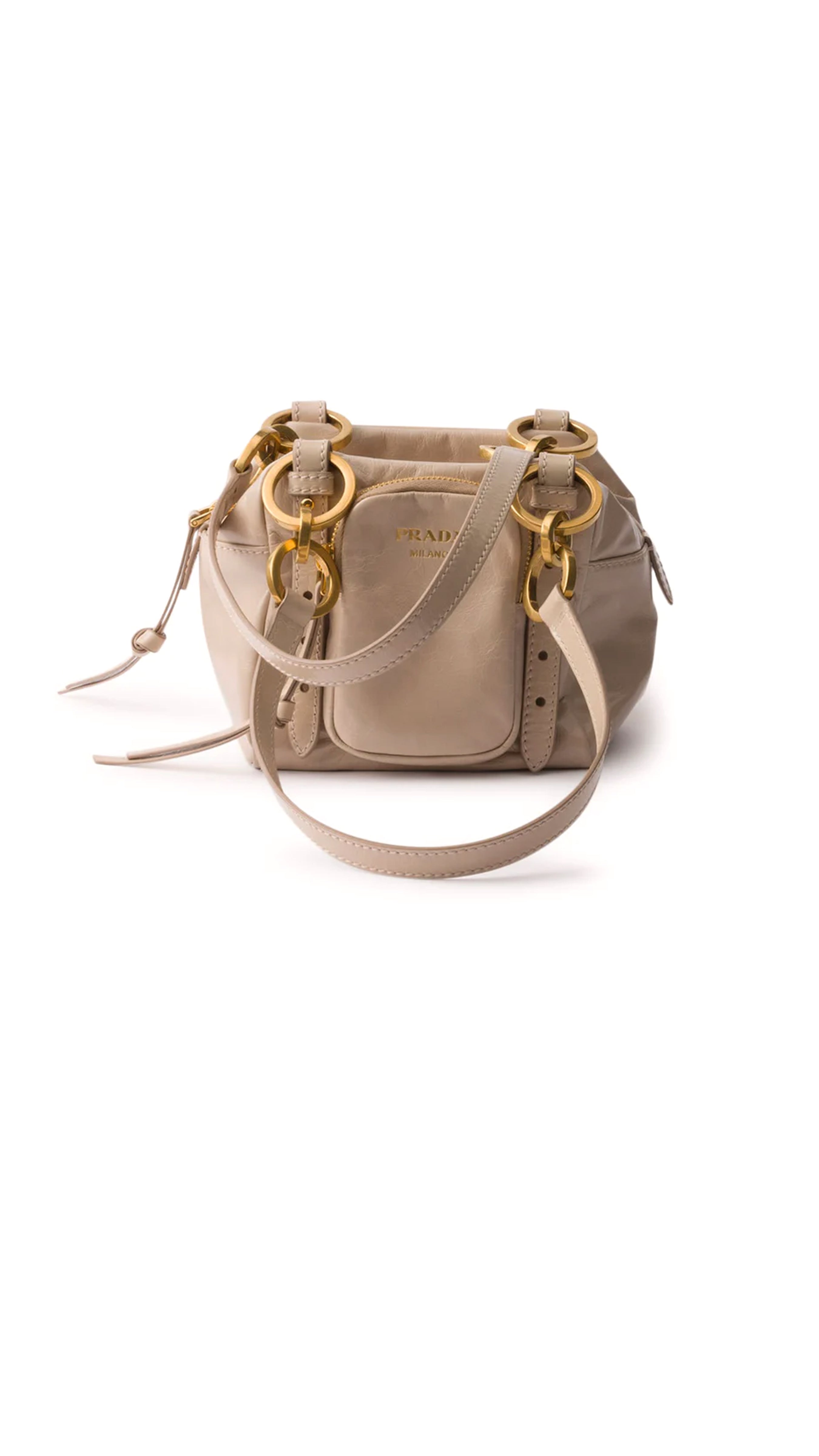 Dangle Leather Top-Handle Mini-Bag - Cipria
