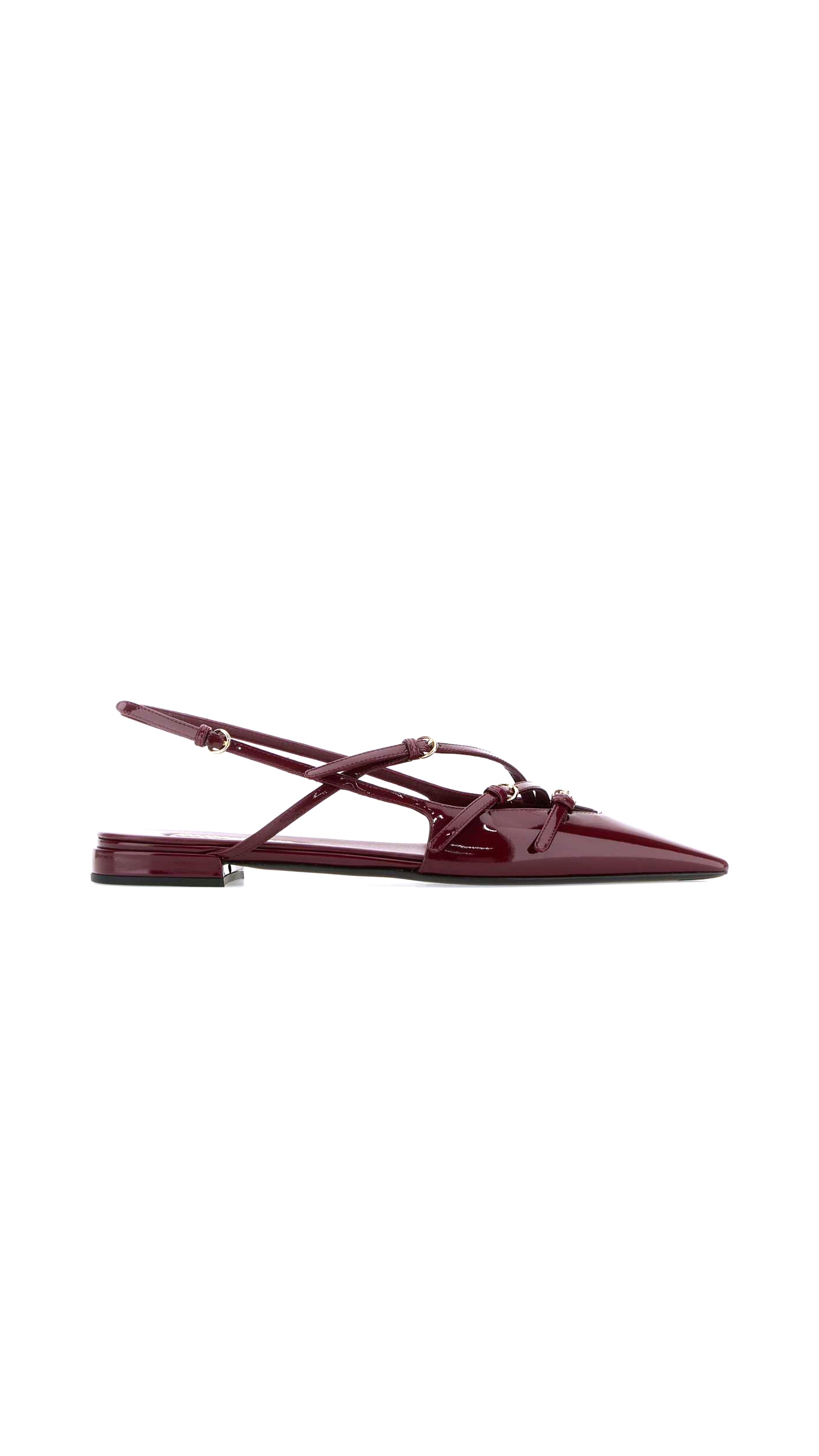 Patent Leather Slingback Ballerinas With Buckles - Crimson