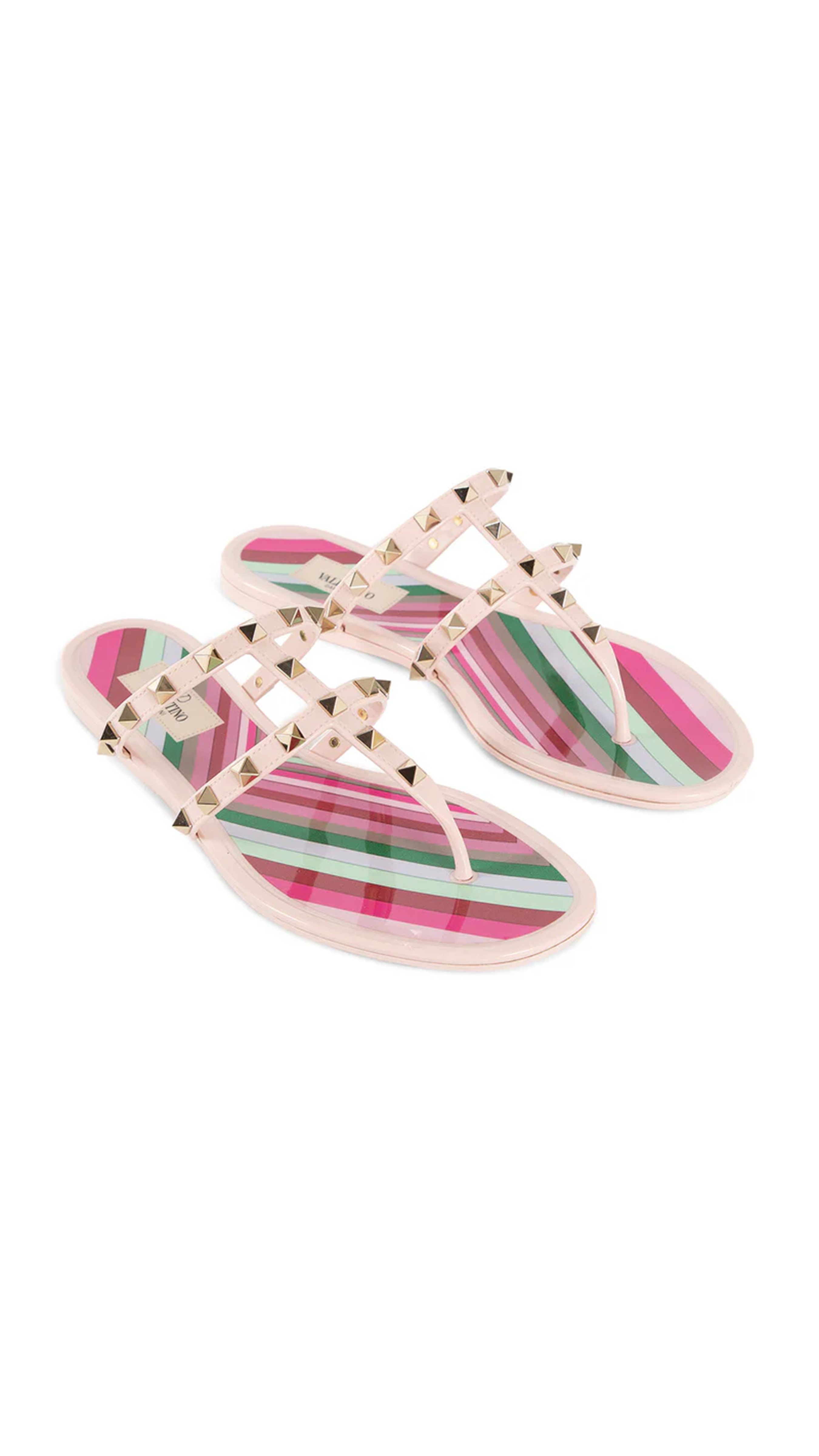 Rockstud Flat Rubber Sandals - Light Pink