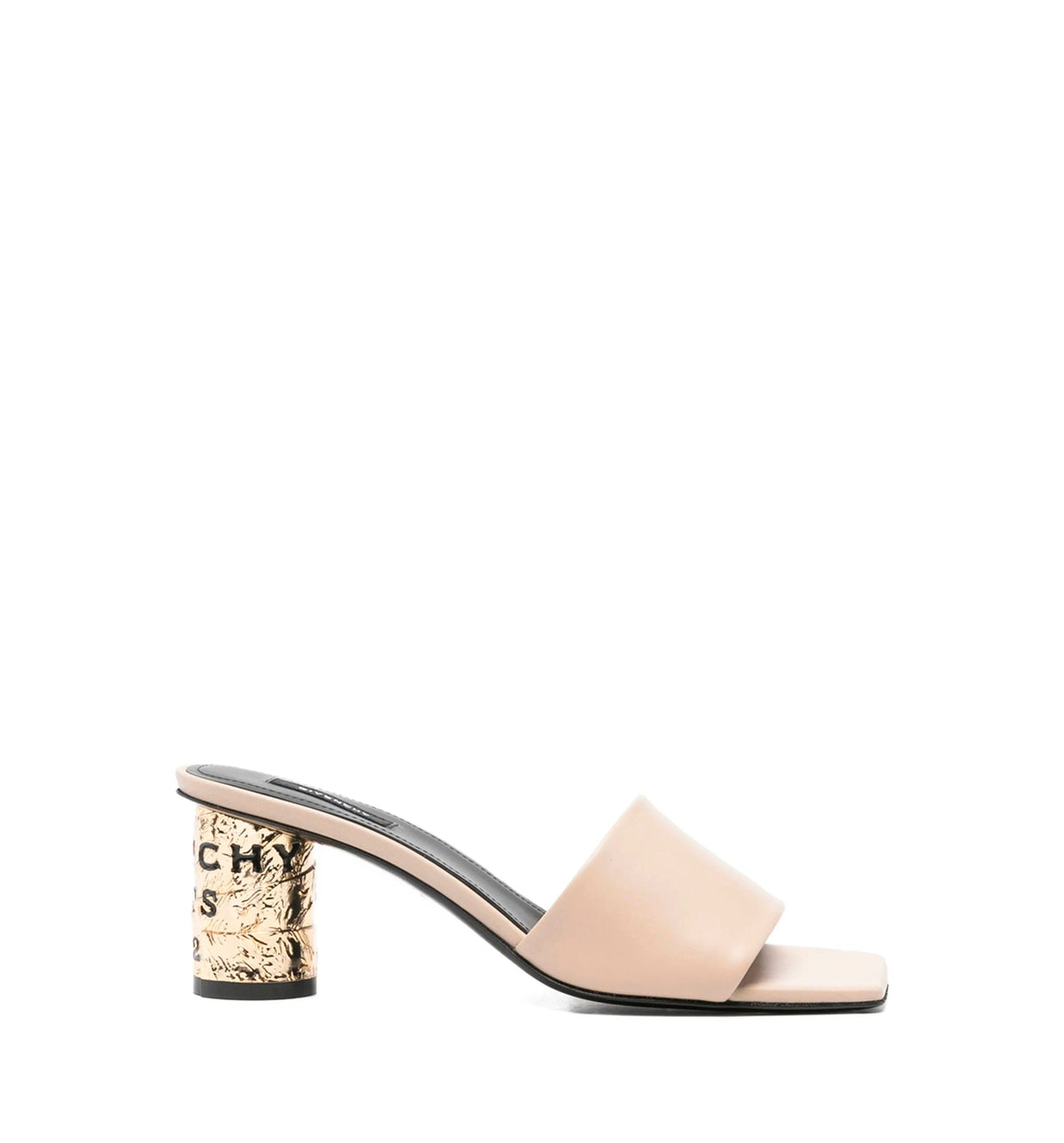 Tape heeled mules in leather