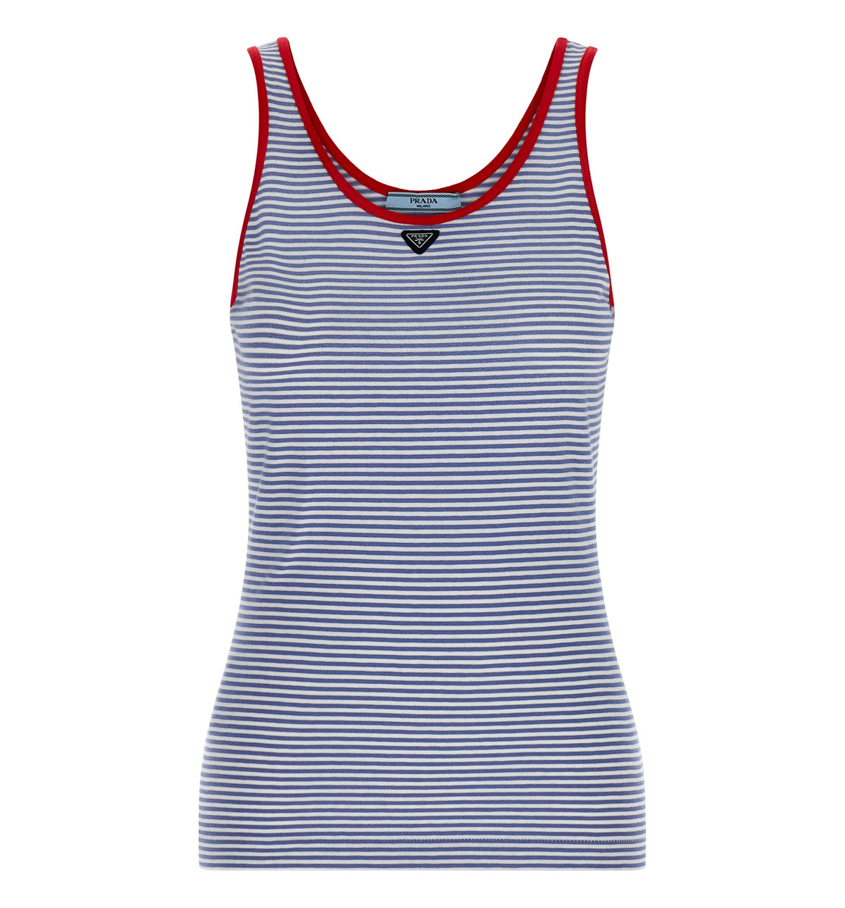 Striped cotton jersey tank top