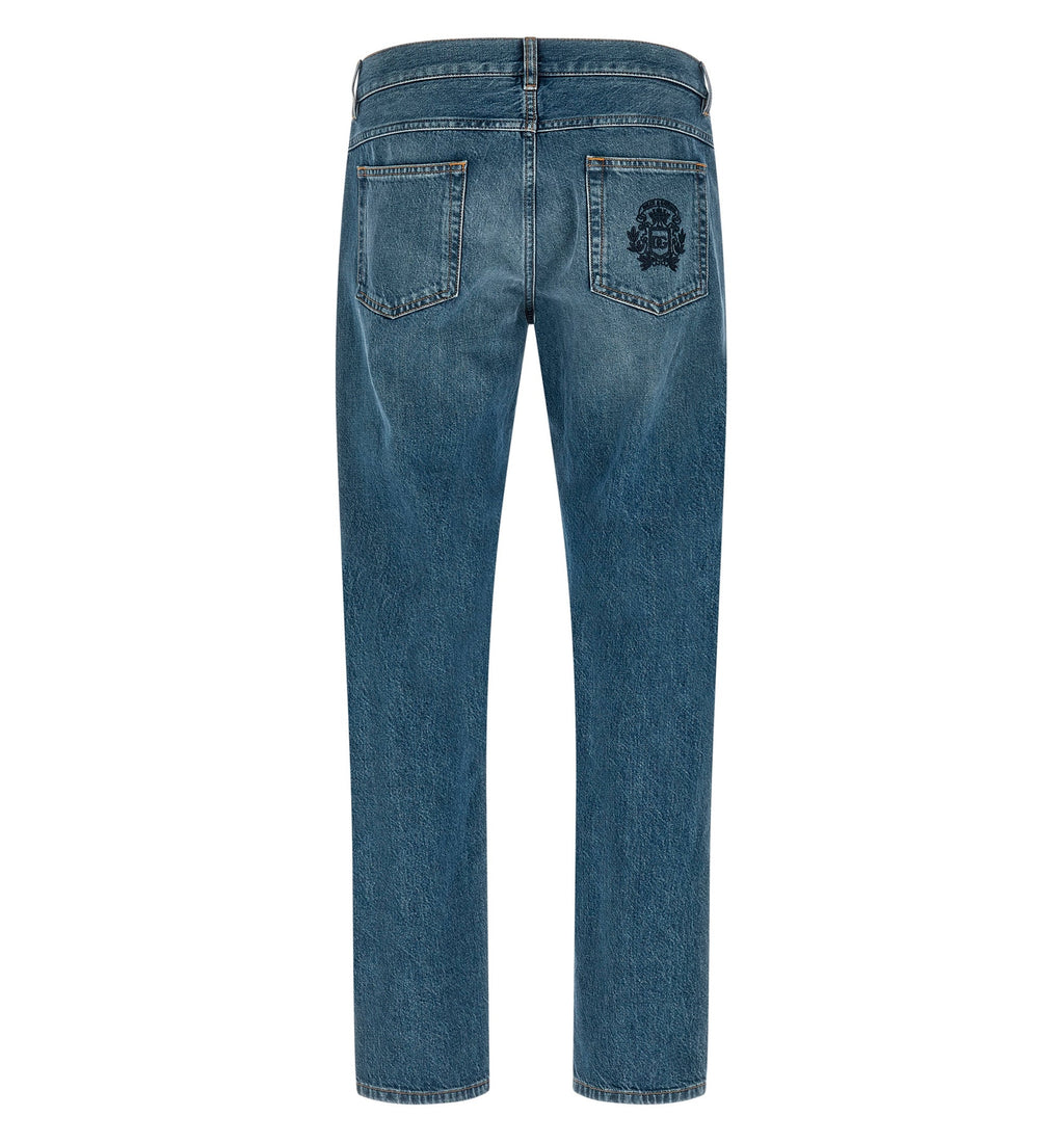 Regular-fit cotton jeans with tag
