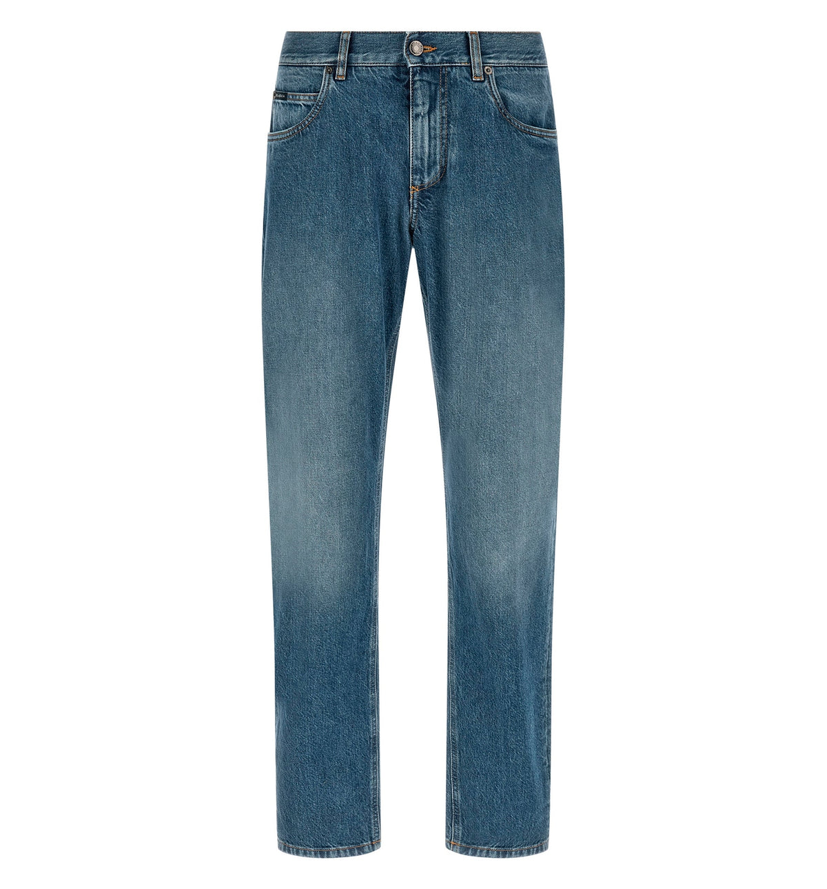 Regular-fit cotton jeans with tag