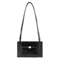 Belted croco-embossed crossbody black