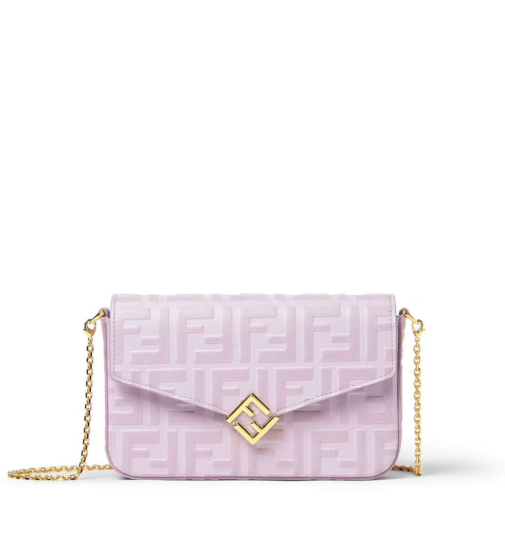 Wallet On Chain FF Diamonds leather shoulder bag with FF embossed logo