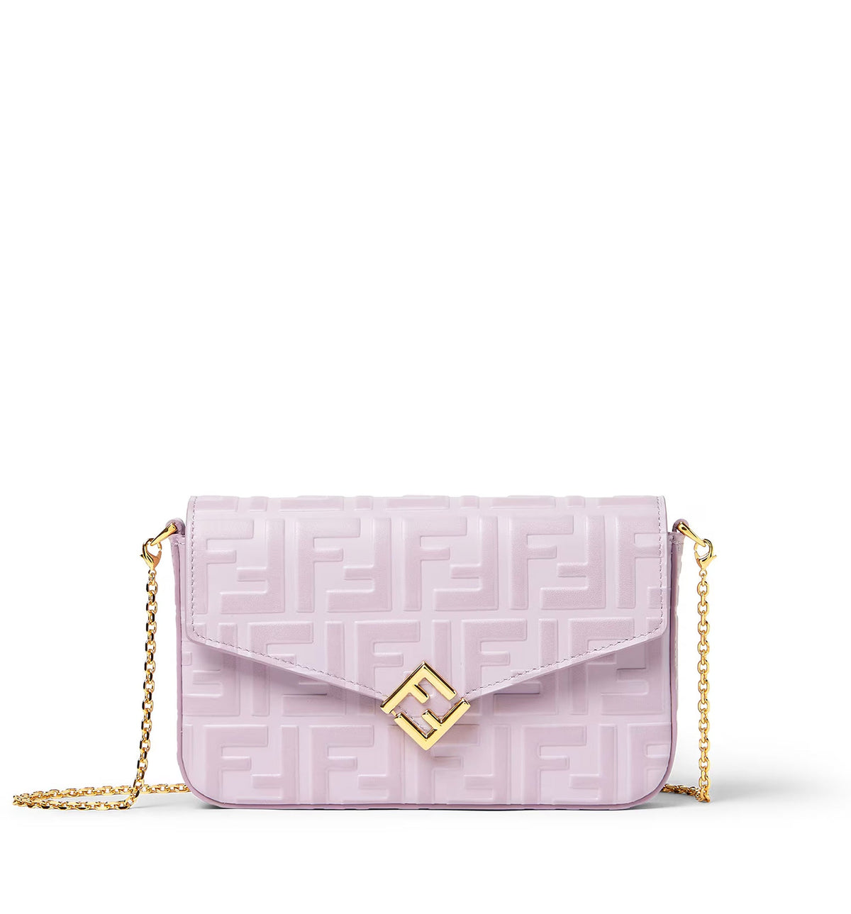 Wallet On Chain FF Diamonds leather shoulder bag with FF embossed logo