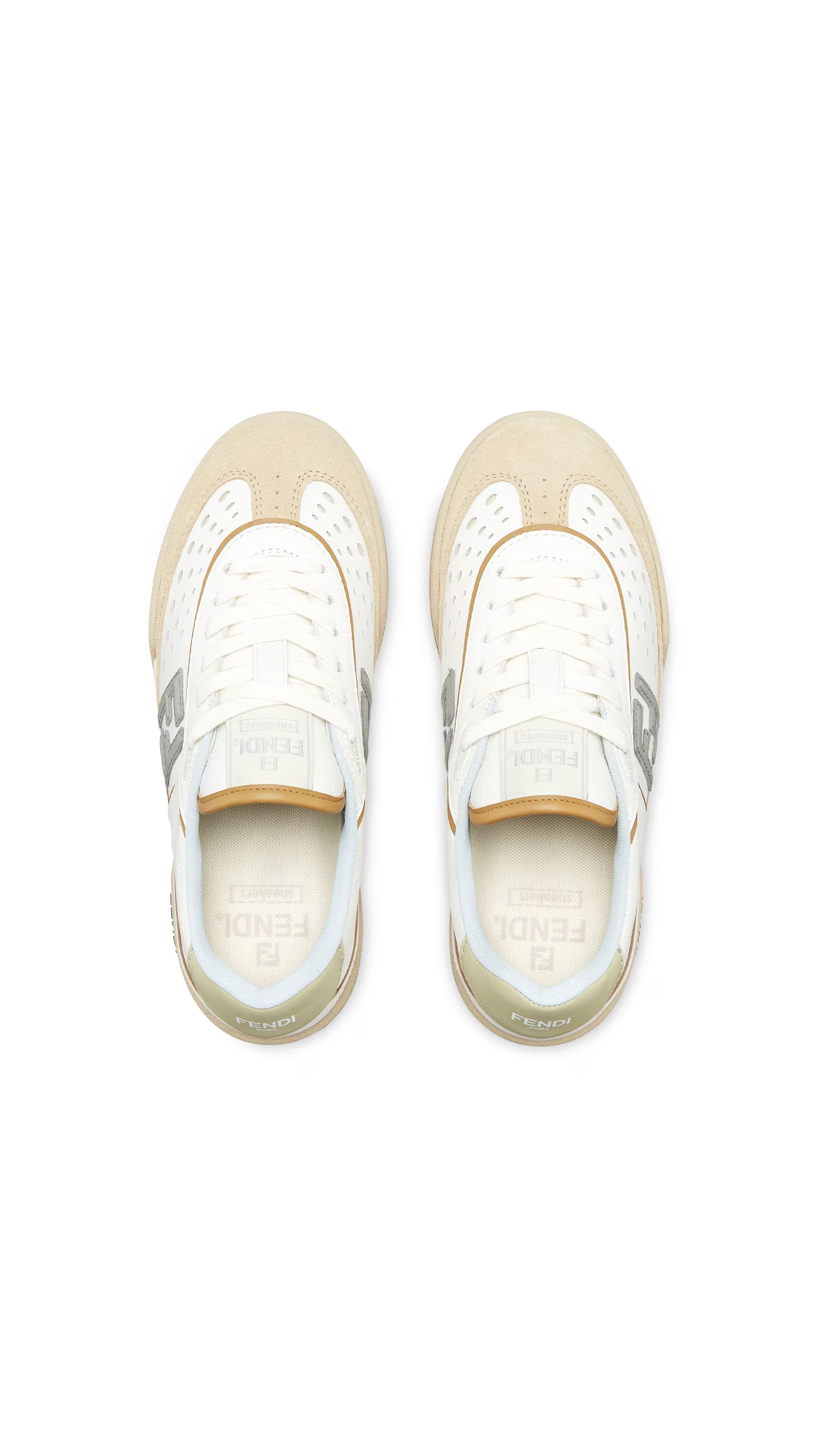 Fendi Match Suede Low-top Sneakers - Beige/White