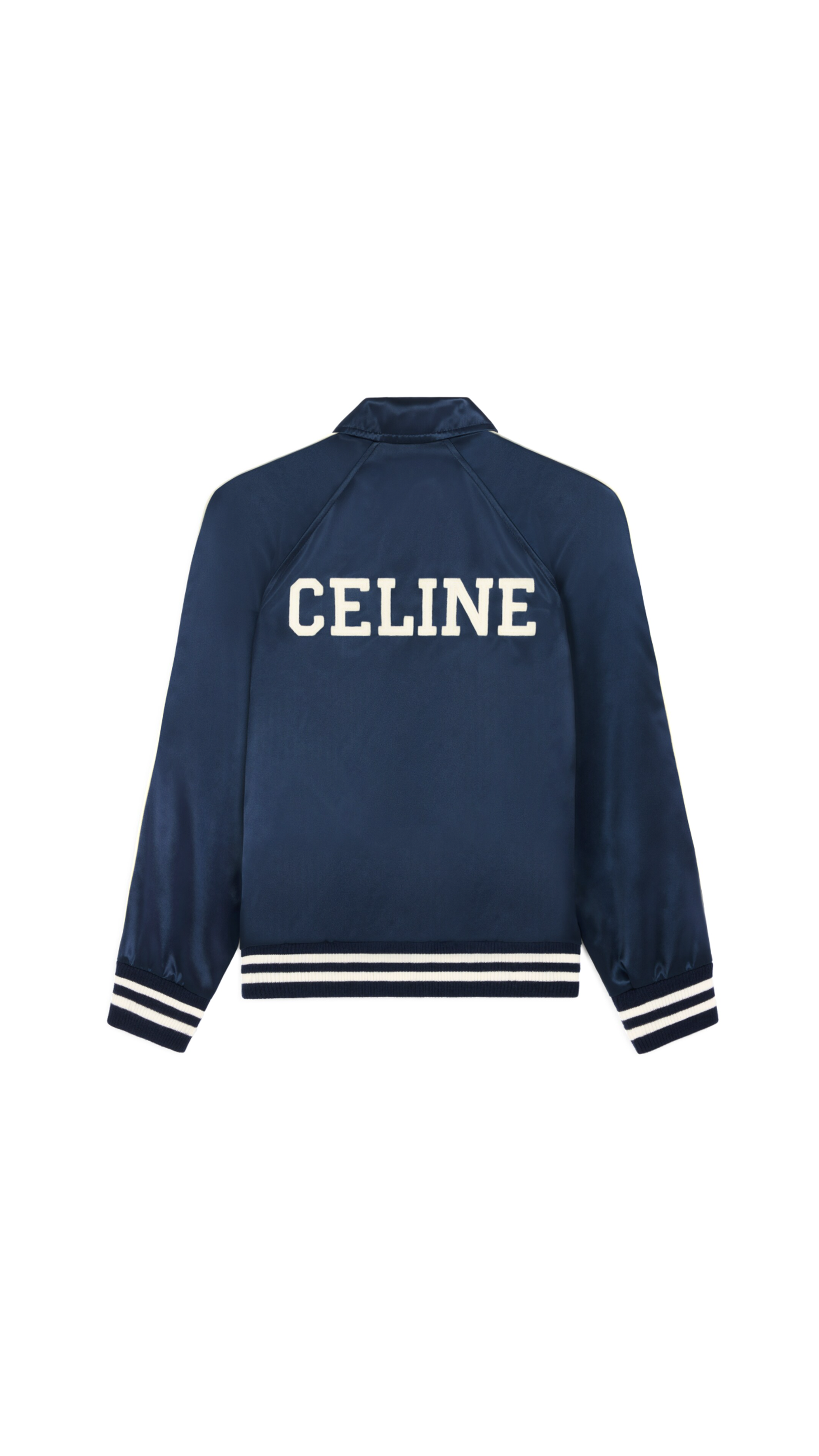 Teddy Jacket in Satin Nylon - Navy Blue