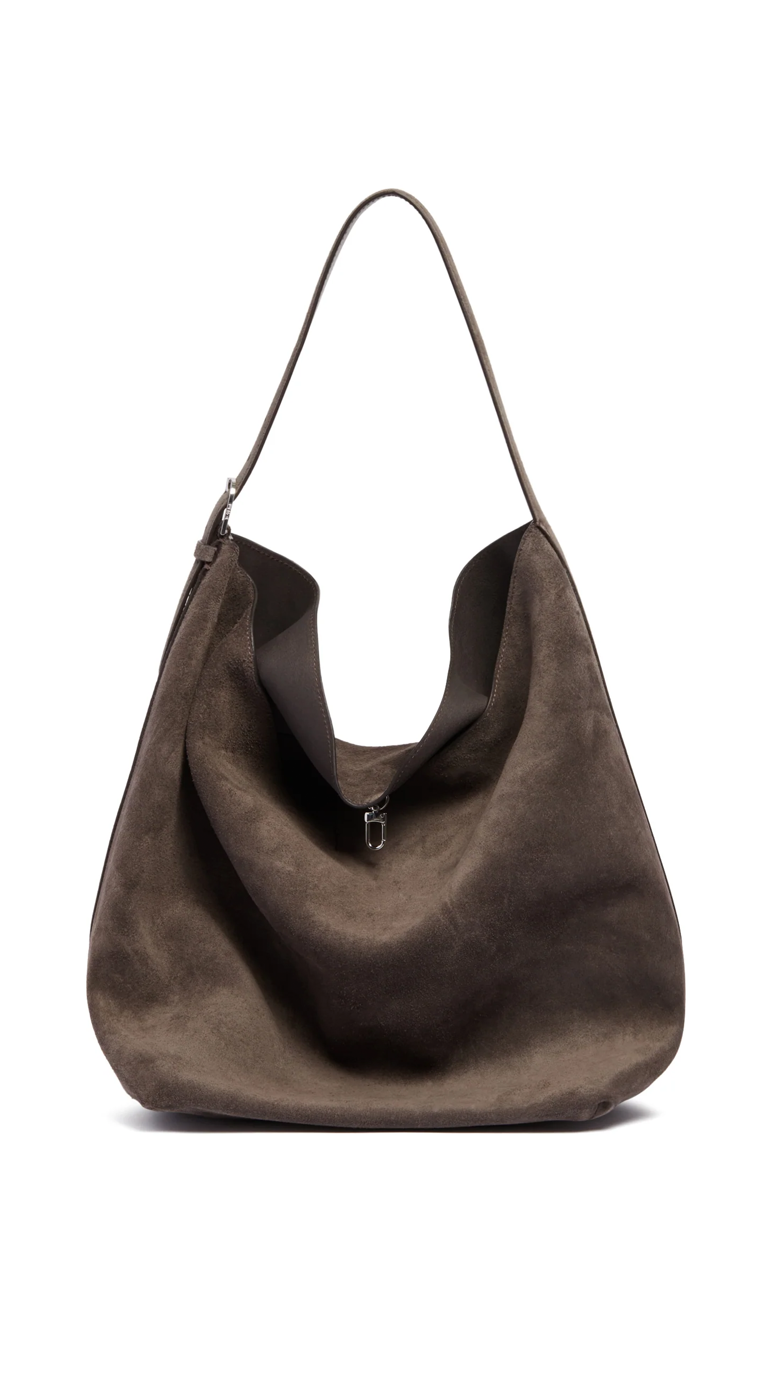 Belted Suede Tote - Grey