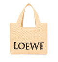 Small LOEWE Font tote in raffia