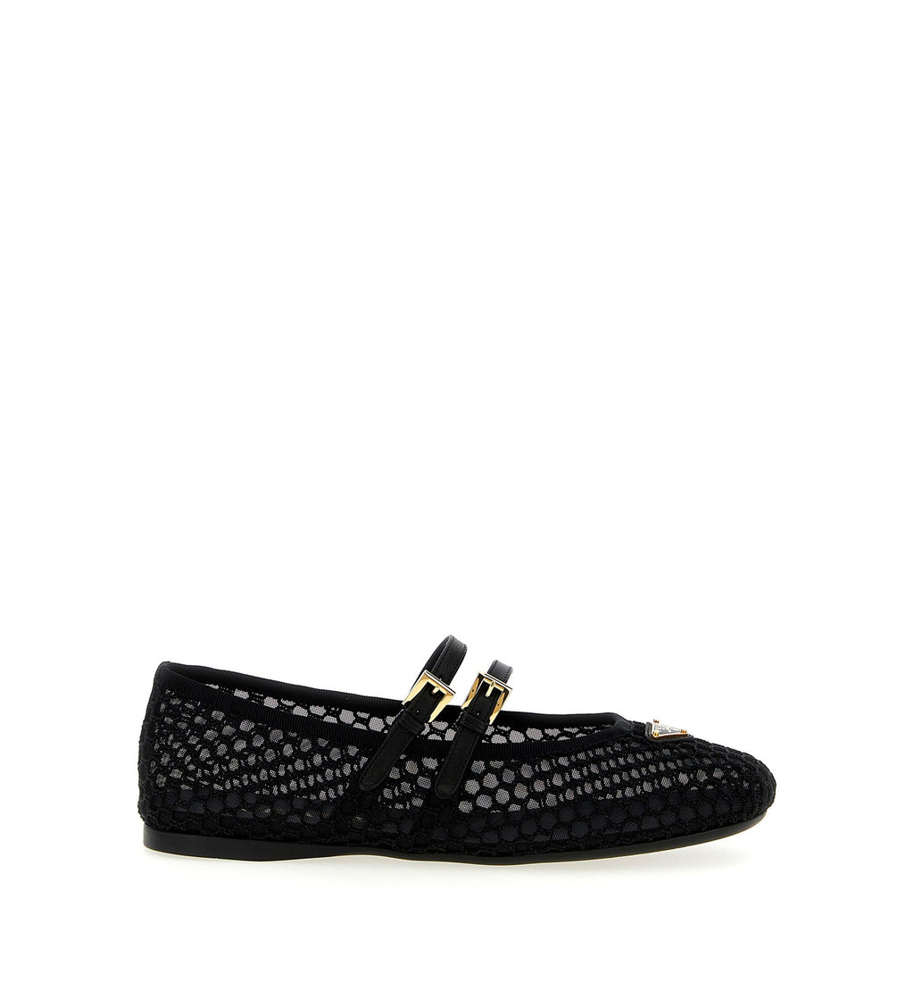 Mesh fabric ballerinas
