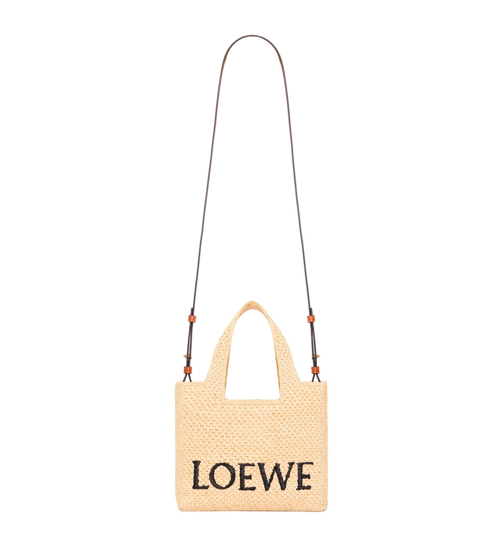 Small LOEWE Font tote in raffia