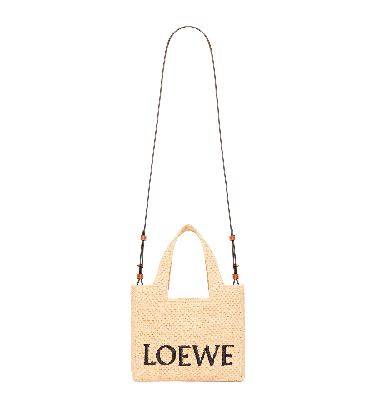Small LOEWE Font tote in raffia