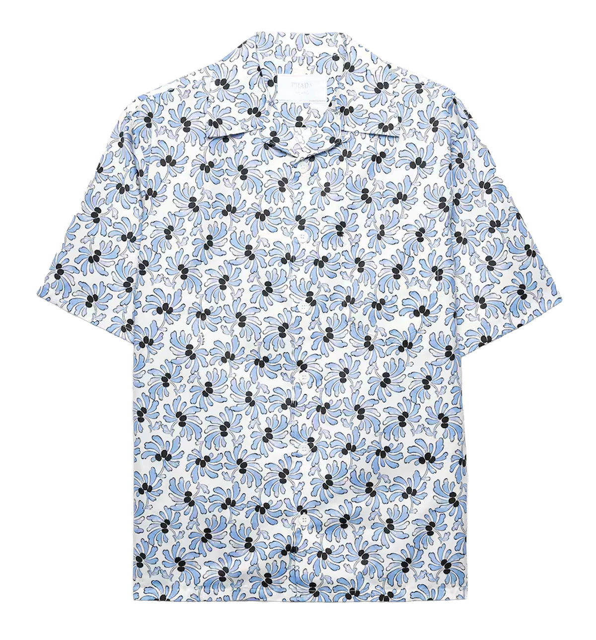 Printed cotton blend bowling shirt