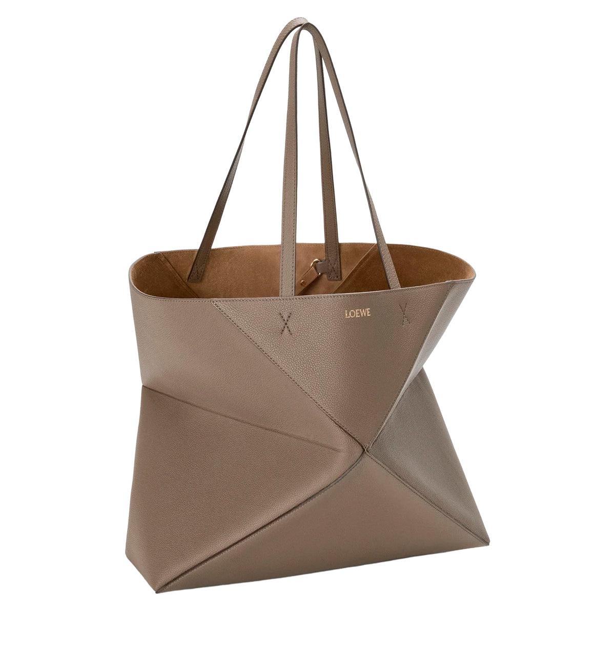 Large horizontal Puzzle Fold tote in soft grained calfskin