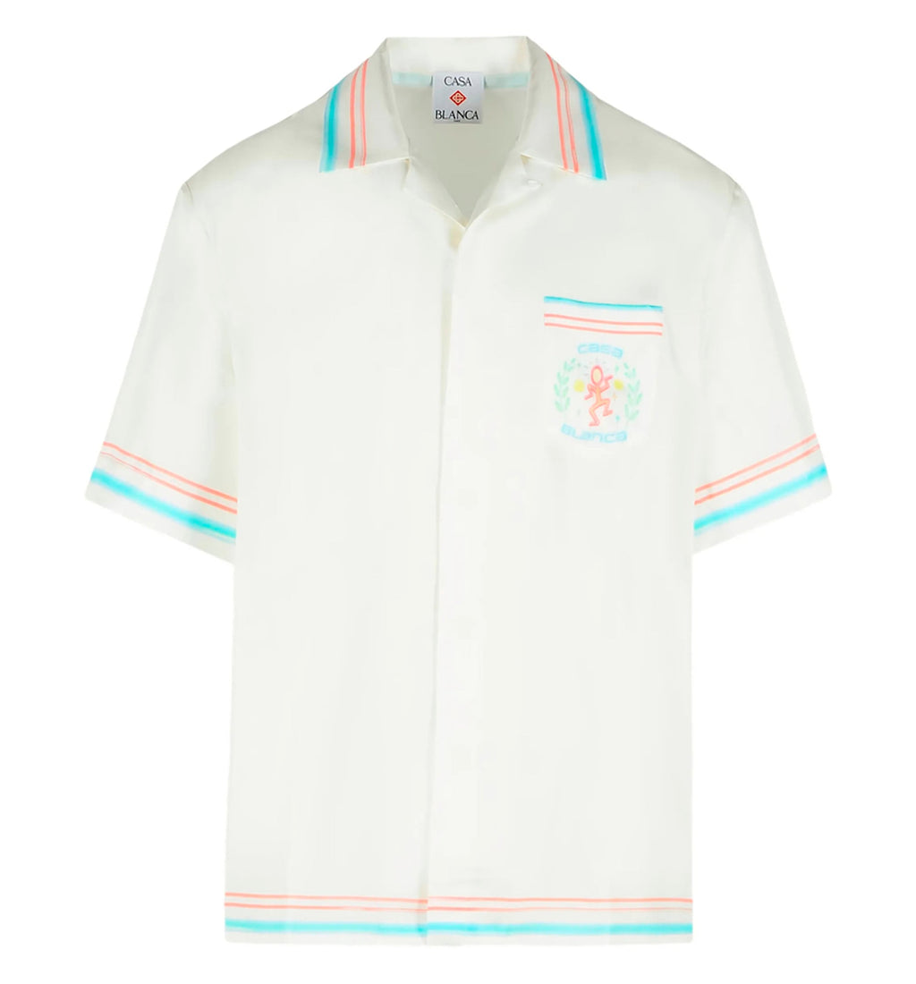 Floral Cuban Collar Short Sleeve Silk Shirt