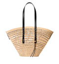 Large Braid basket in iraca palm and calfskin