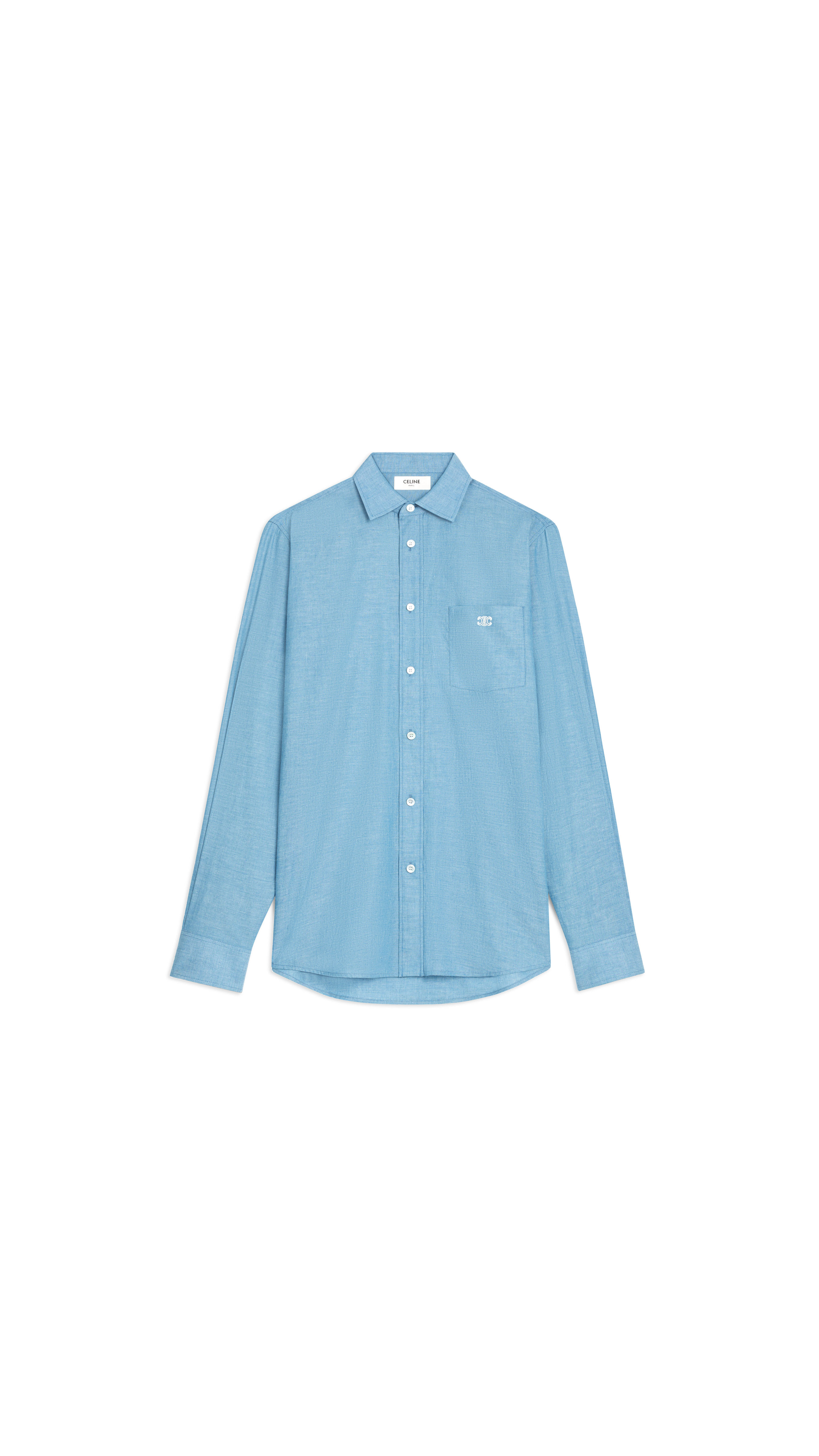 Loose Shirt In Light Chambray Cotton - Blue