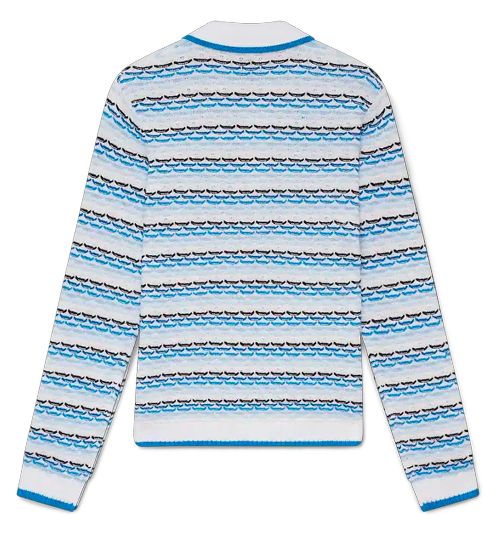 Tuck Stitch Long Sleeve Polo Shirt