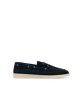 Navy blue suede loafers