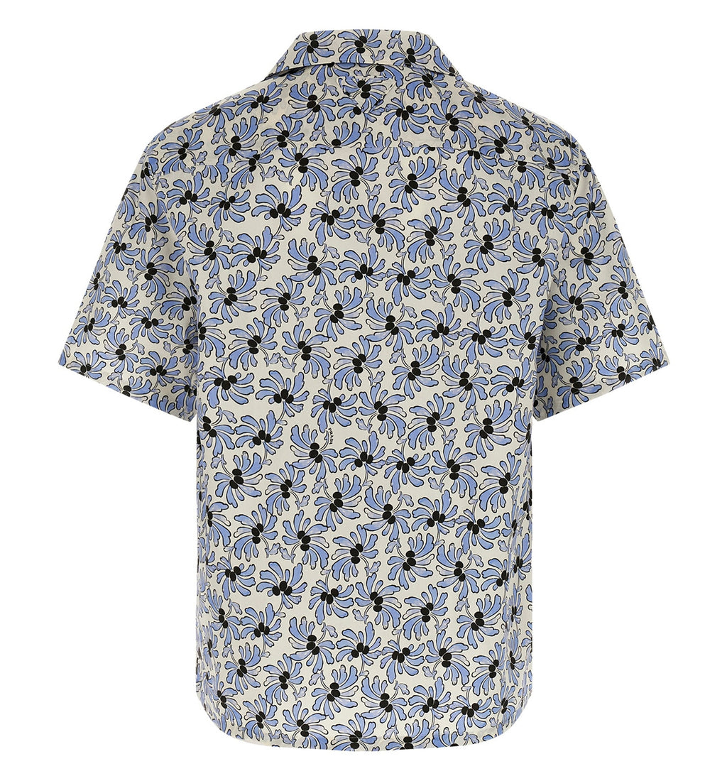 Printed cotton blend bowling shirt