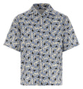 Printed cotton blend bowling shirt