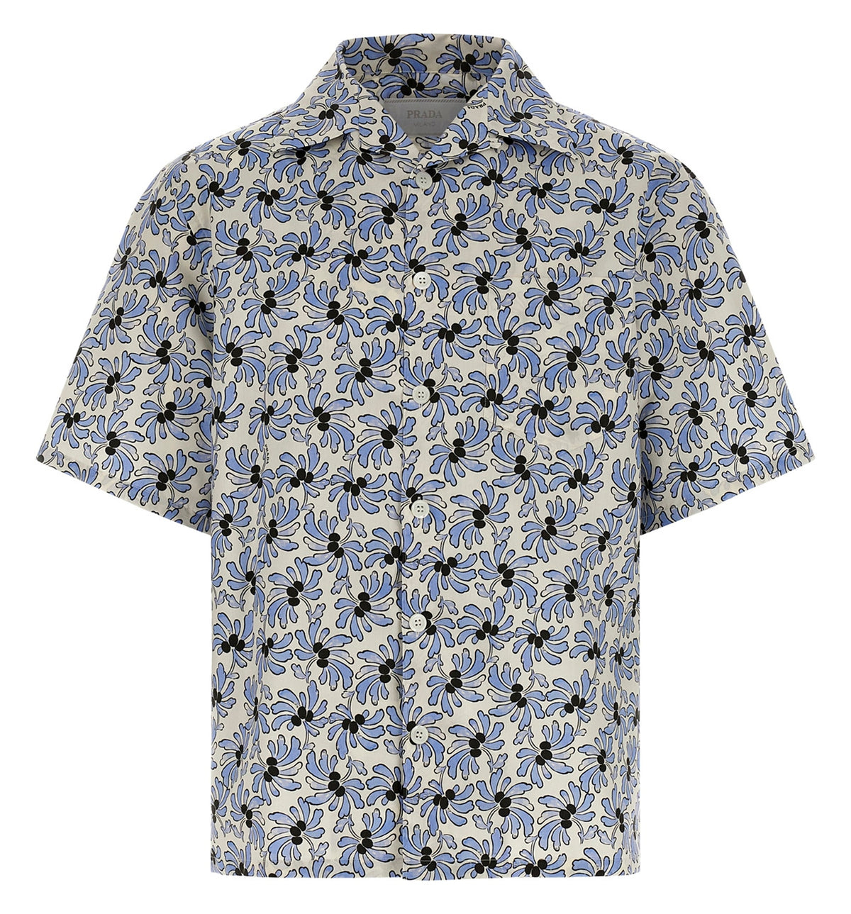 Printed cotton blend bowling shirt