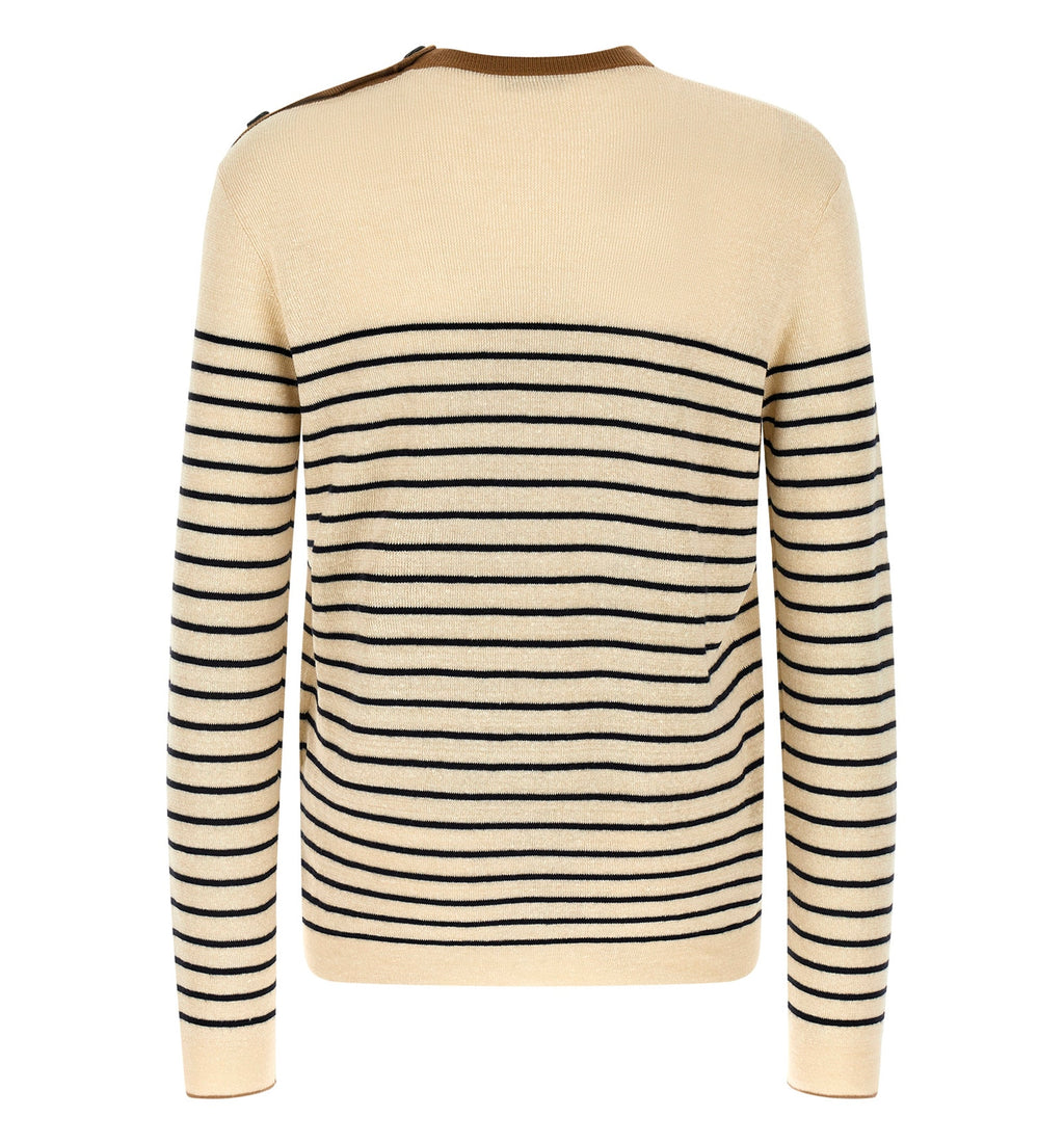 Striped linen and cotton sweater