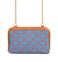 Clutch On Chain In Textile With Triomphe All Over And Natural Calfskin