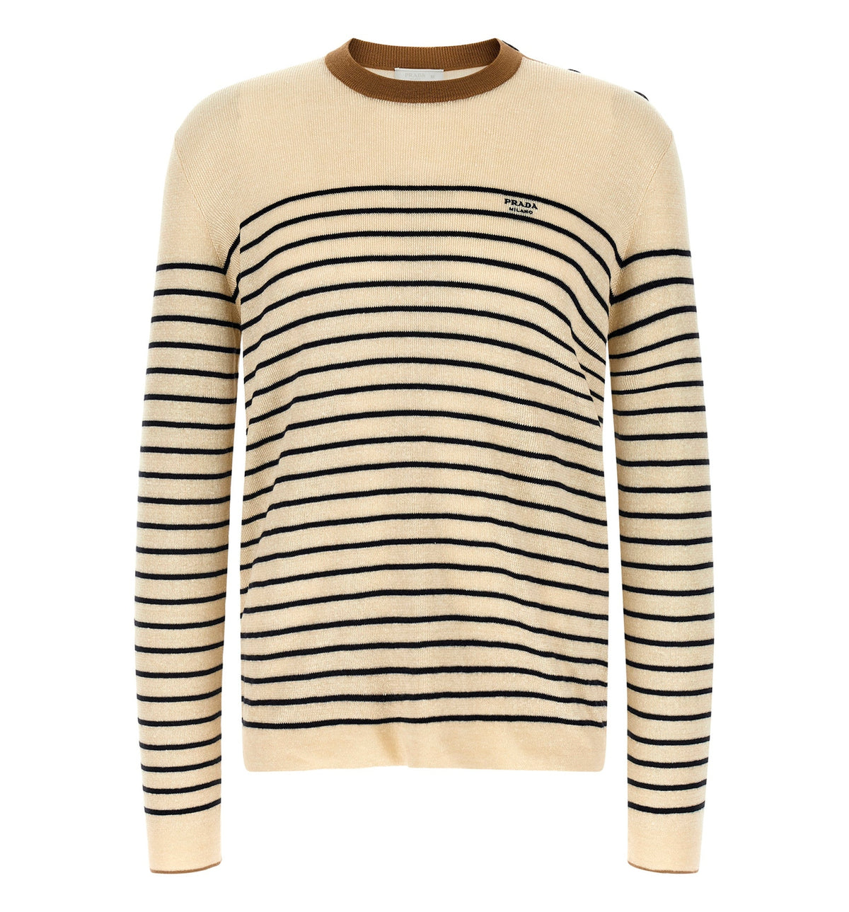 Striped linen and cotton sweater